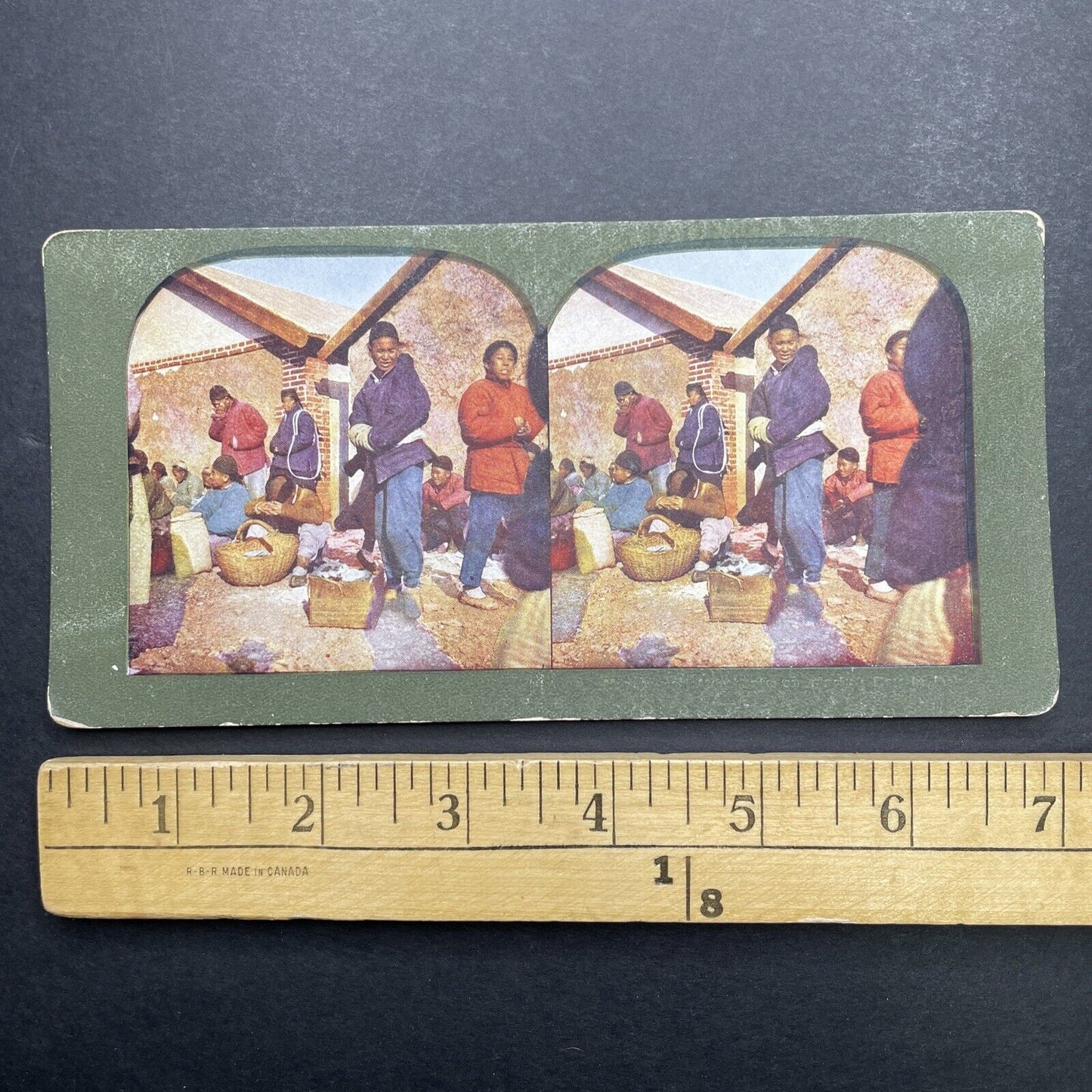 Antique 1905 Chinese Market In Russia Stereoview Photo Card P580-107