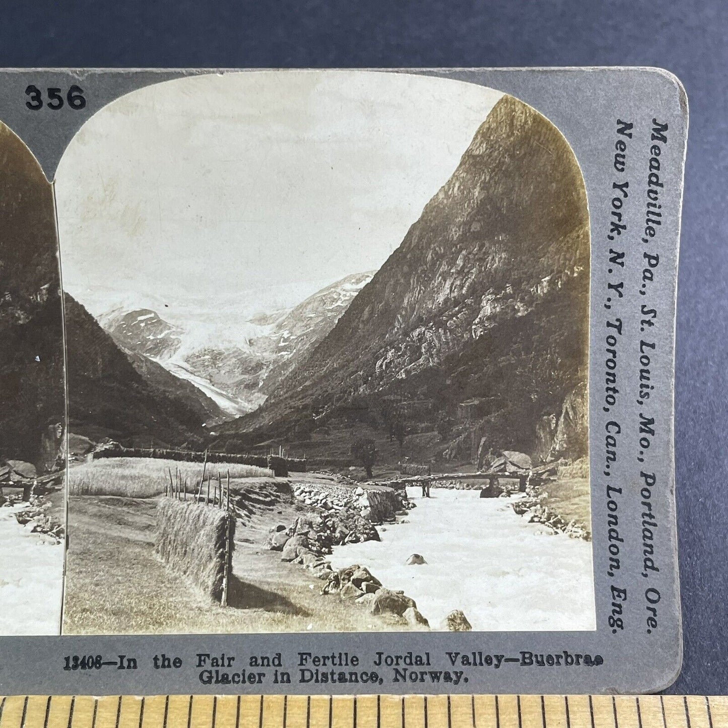 Antique 1903 Buarbreen Glacier Ullensvang Norway Stereoview Photo Card P2229