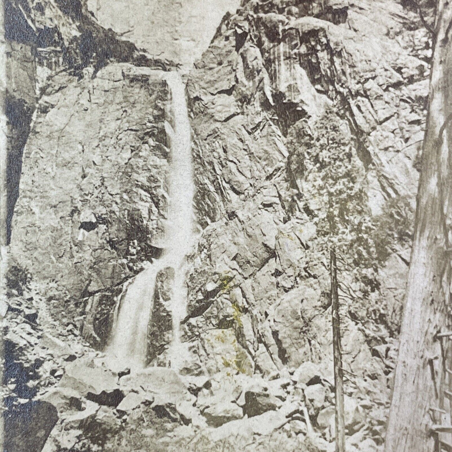 Lower Yosemite Falls CA Stereoview att. Thomas Roche Antique c1871 Y032