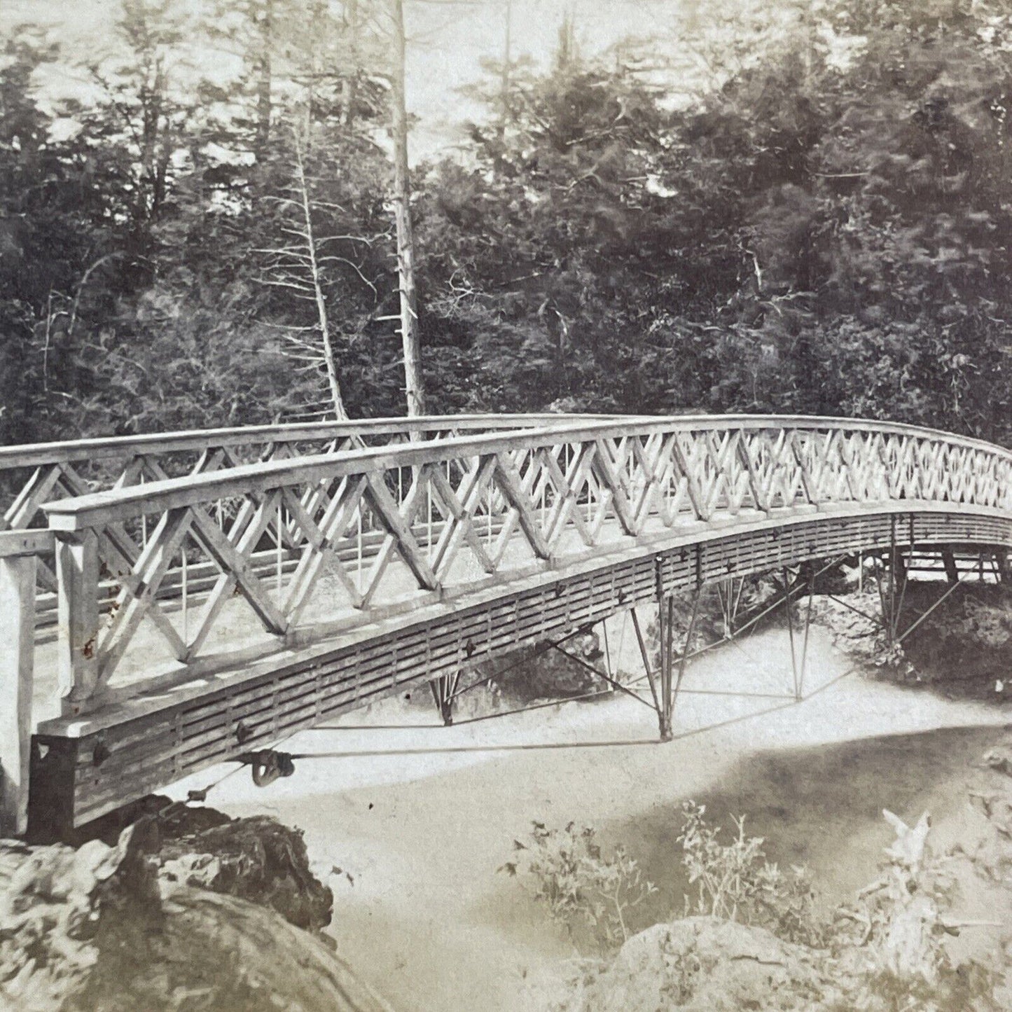 Third Sister Island Bridge New York Stereoview George Curtis c1870s Y2764