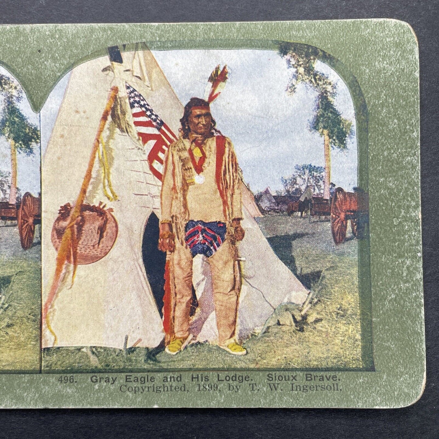 Antique 1899 Gray Eagle Native Sioux Chief Stereoview Photo Card P580-058