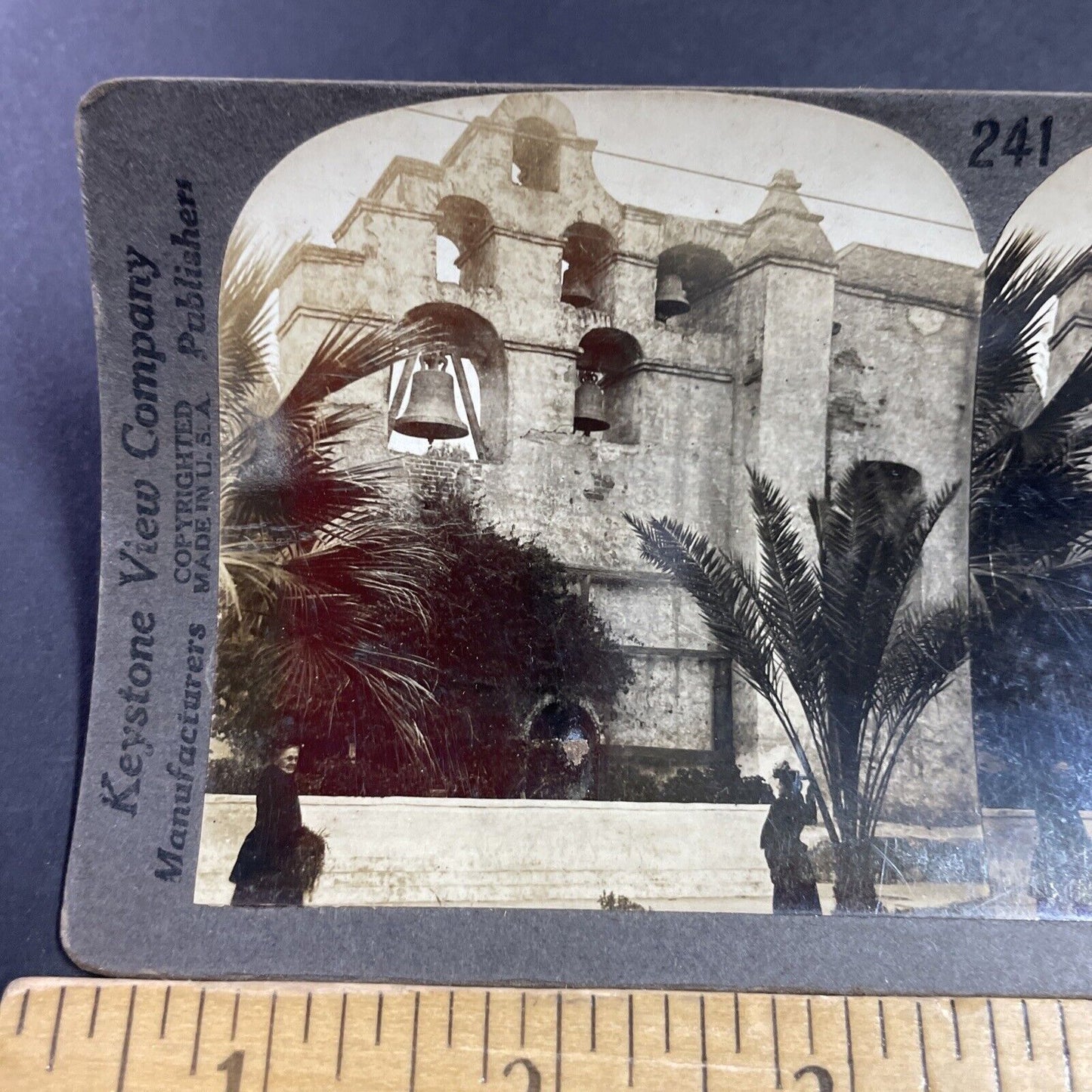 Antique 1910s San Gabriel Mission California Stereoview Photo Card P3608