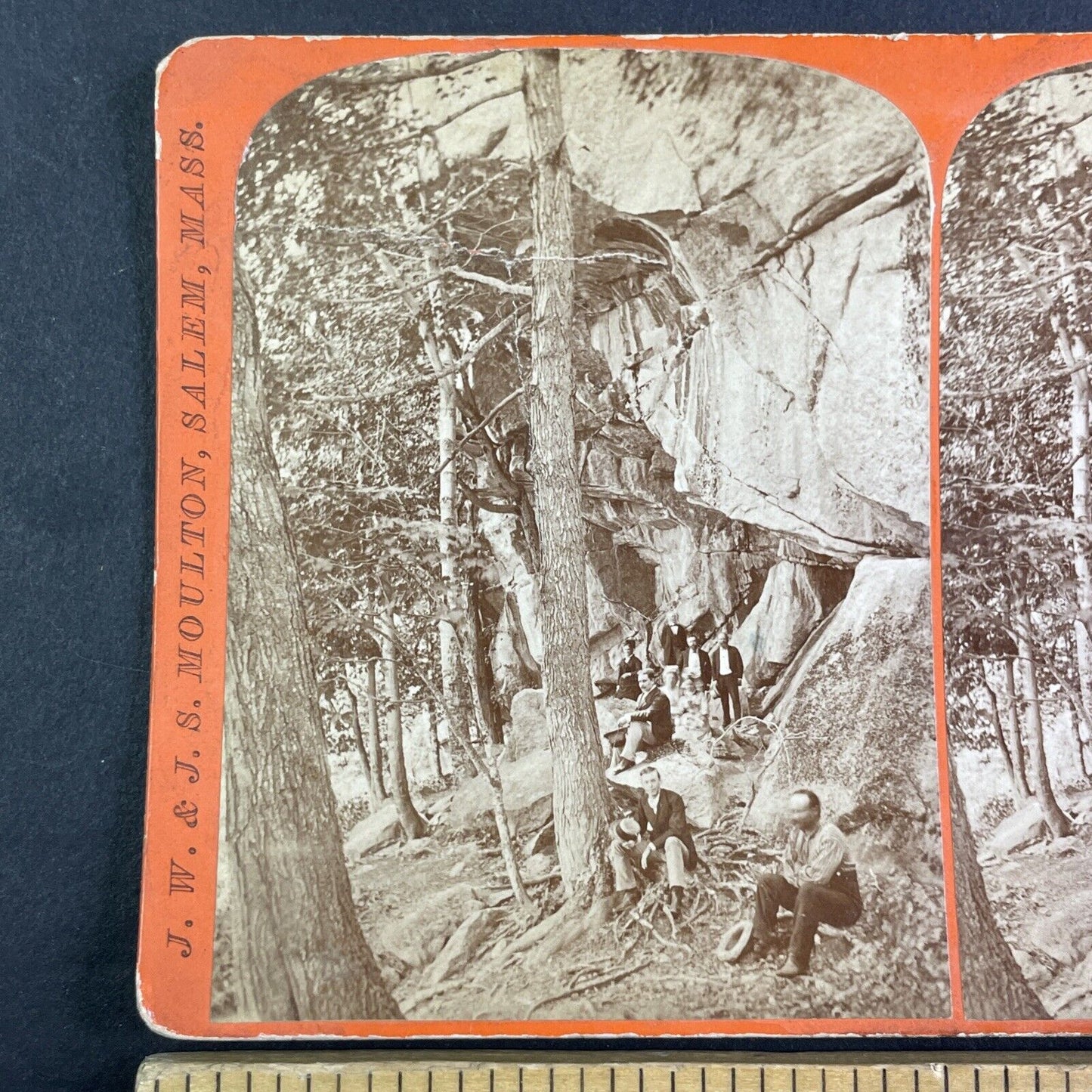 J.S. & J.W. Moulton Self-Portrait Stereoview New Hampshire Antique c1870s Y2269