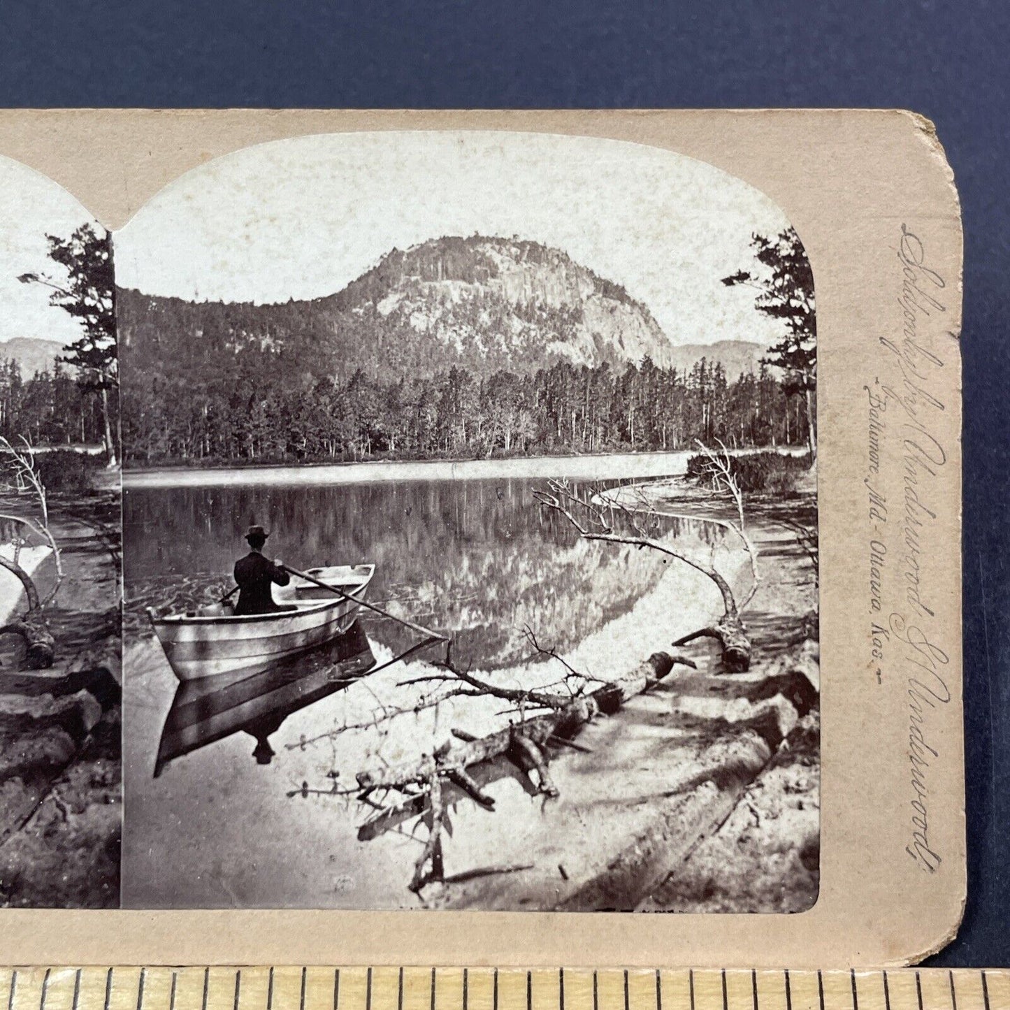 Antique 1880s Echo Lake North Conway NH Stereoview Photo Card V1786