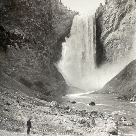 Antique 1910s Great Falls Yellowstone Park Wyoming Stereoview Photo Card V2166