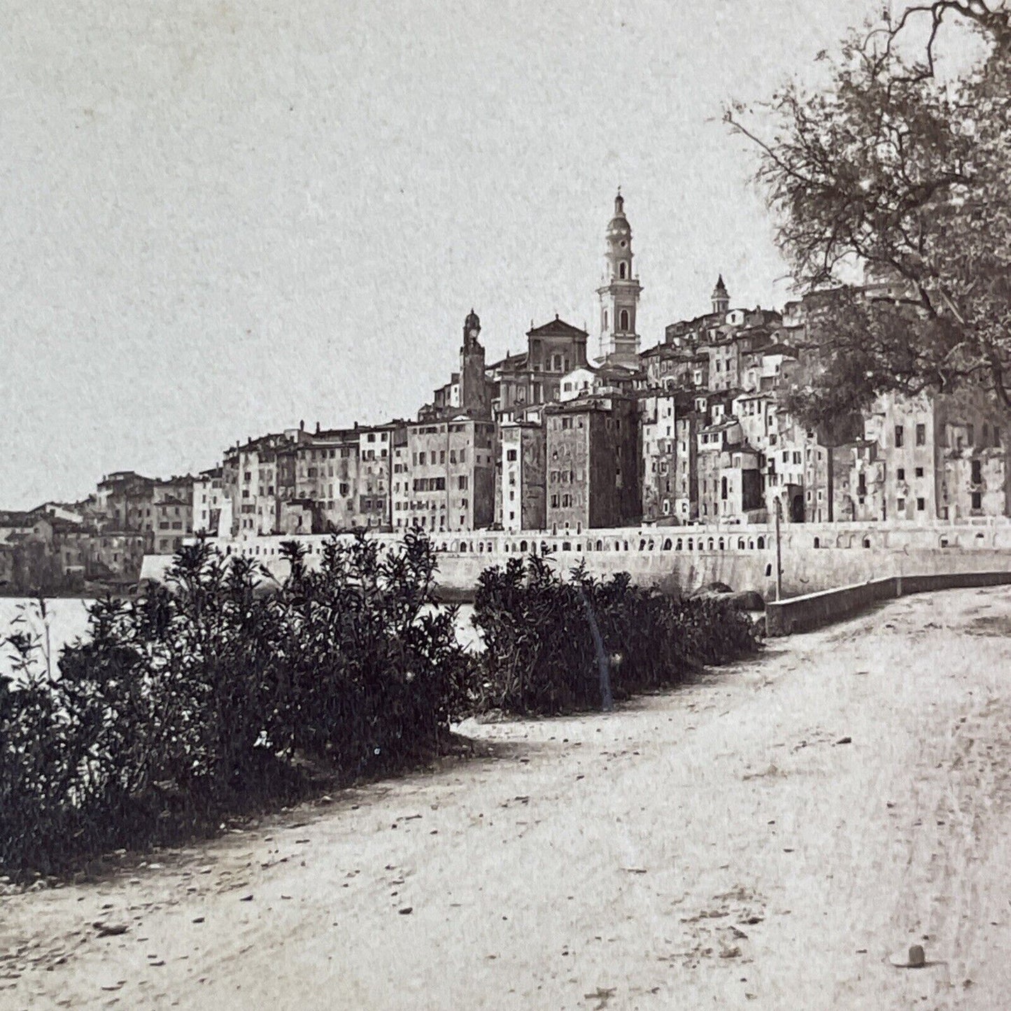 City Of Menton French Riviera France Stereoview Antique c1870 X3235