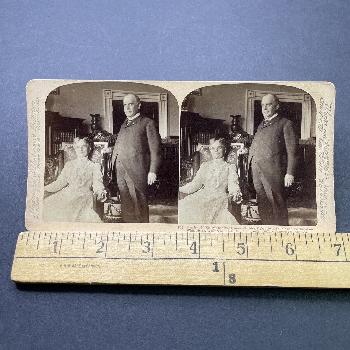 Antique 1901 President William McKinley & His Wife Stereoview Photo Card P2346