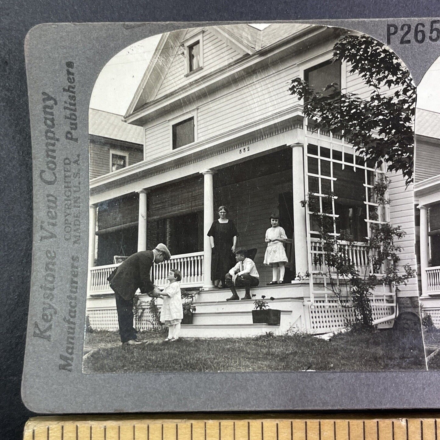 Father Leaves For Work Stereoview Scarce Late View Antique c1935 Y1356