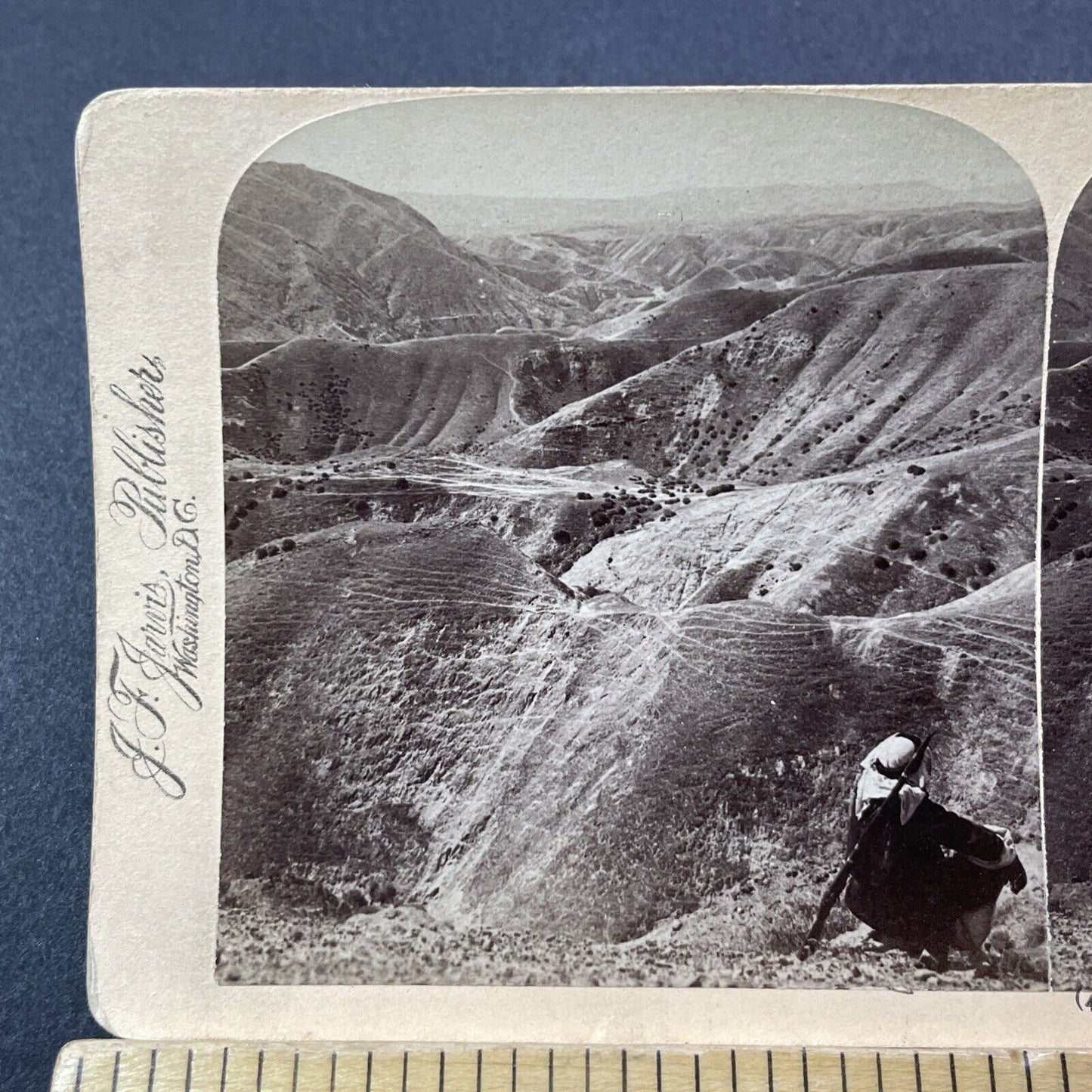 Antique 1899 Palestinian Marksman Warrior With Rifle Stereoview Photo Card V3252