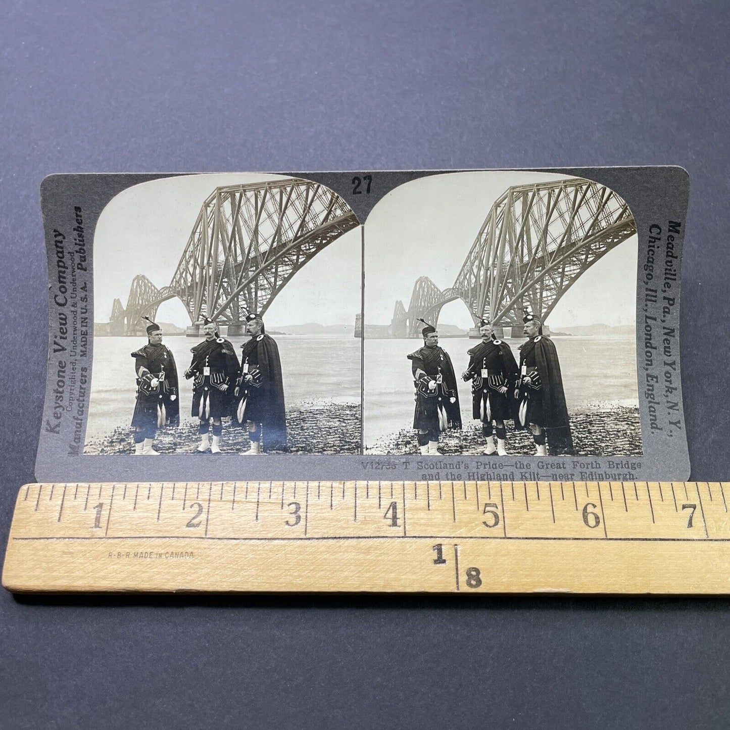 Antique 1918 Traditional Scotland Highland Guards Stereoview Photo Card P2773