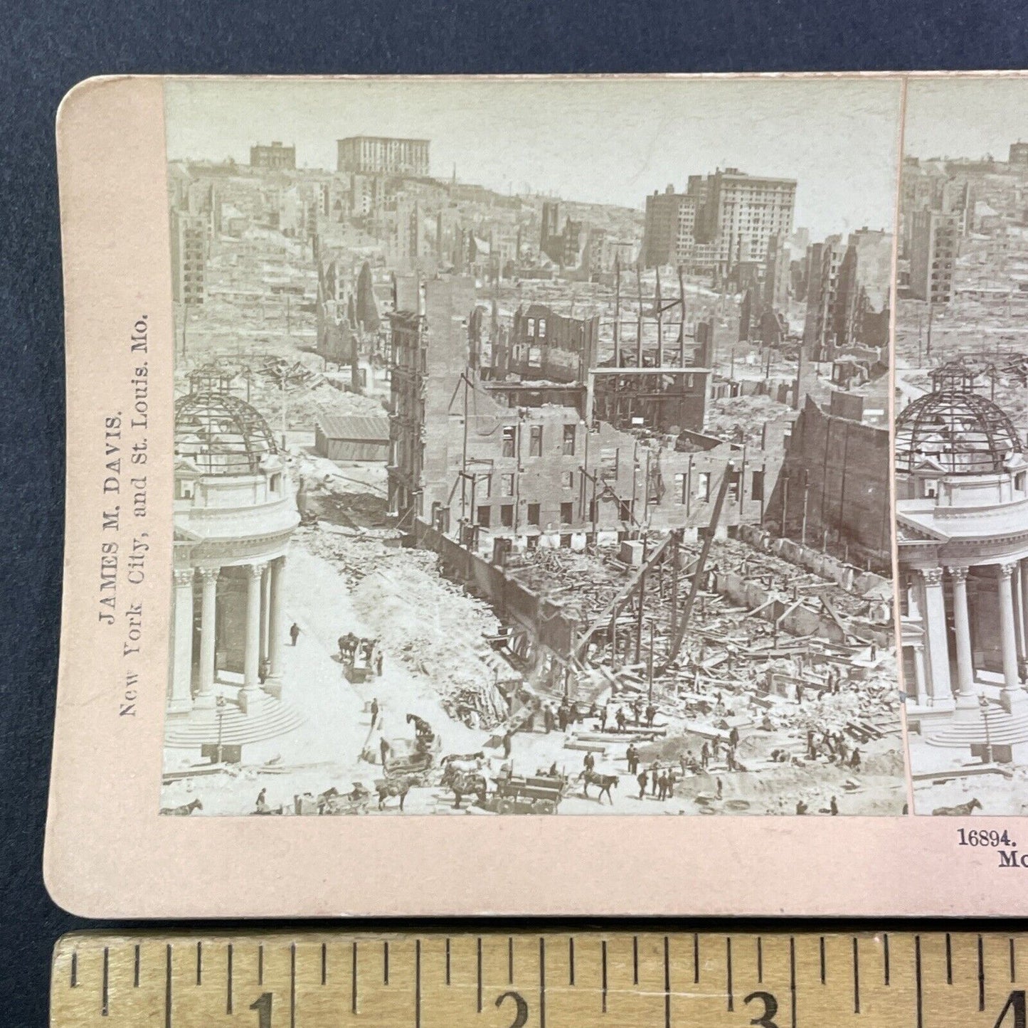 San Francisco Earthquake North Beach Stereoview Photo Card Antique 1906 X811