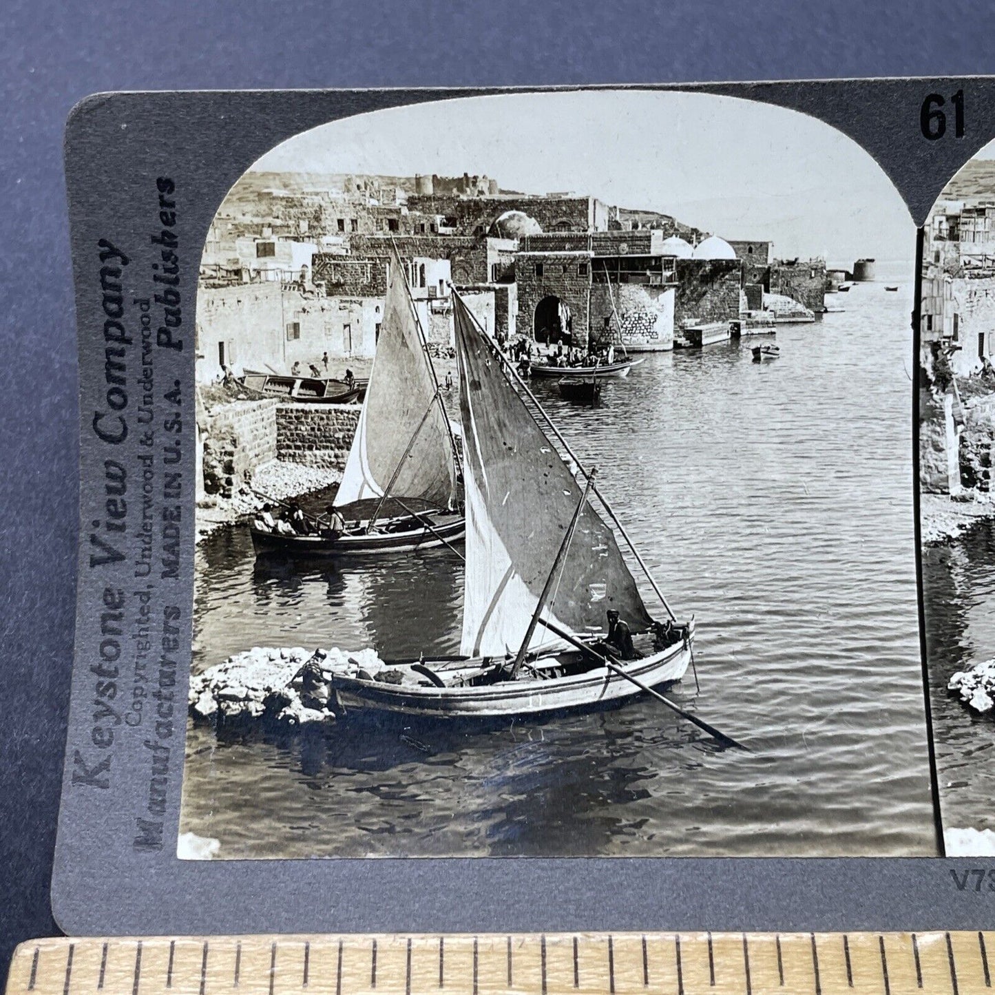 Antique 1910s Jewish Fisherman Sea Of Galilee Stereoview Photo Card P2741