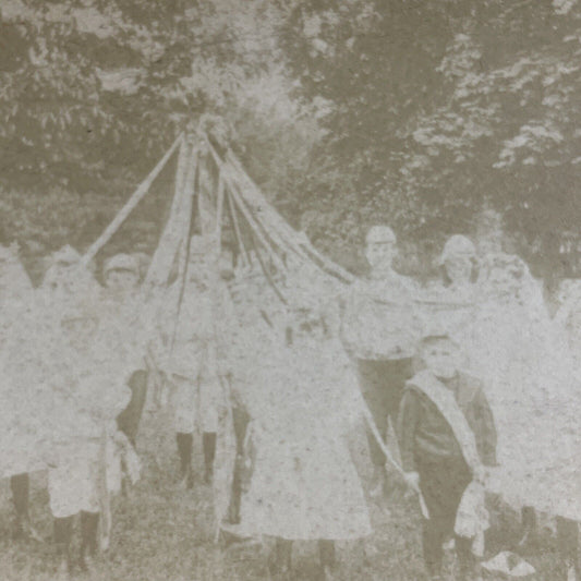 Antique 1870s Children Dance Around A Maypole Stereoview Photo Card P4714