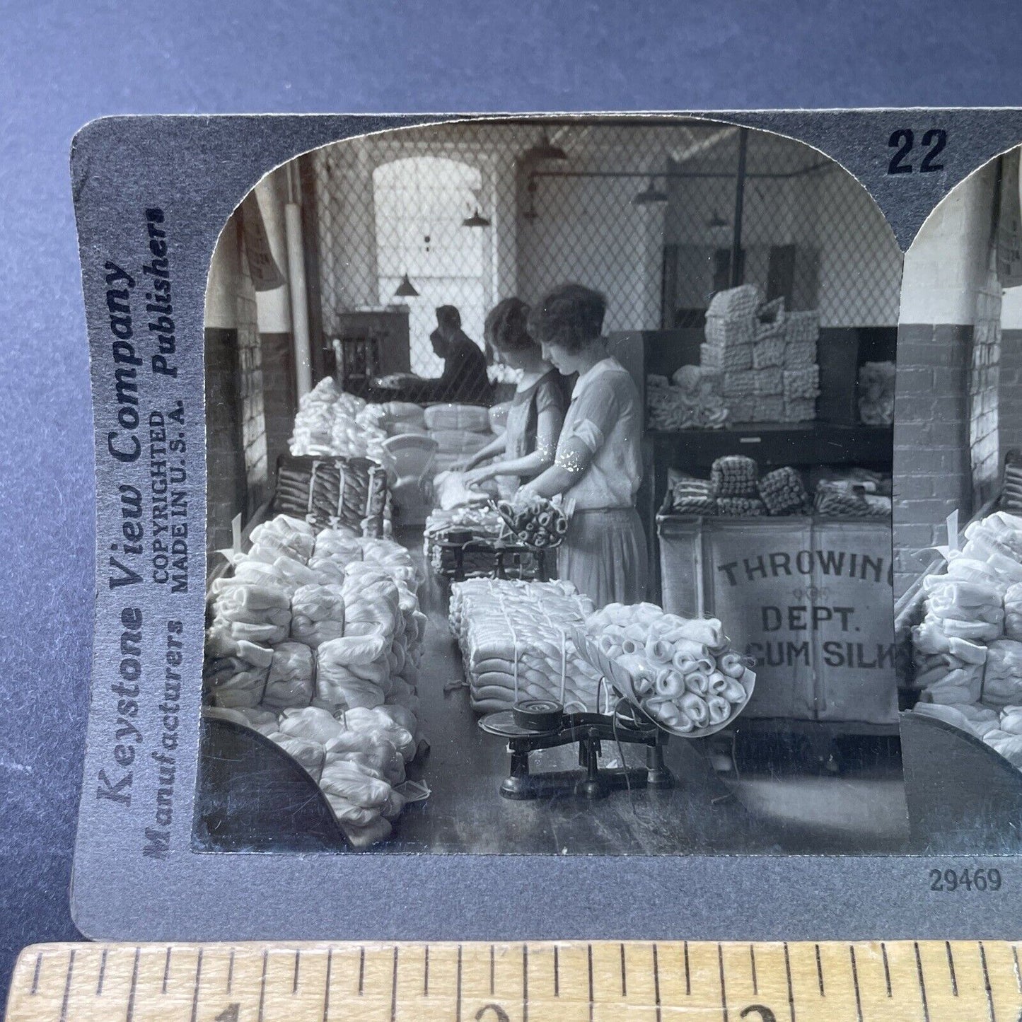 Antique 1910s Cum Silk Company Manchester CONN Stereoview Photo Card P3075