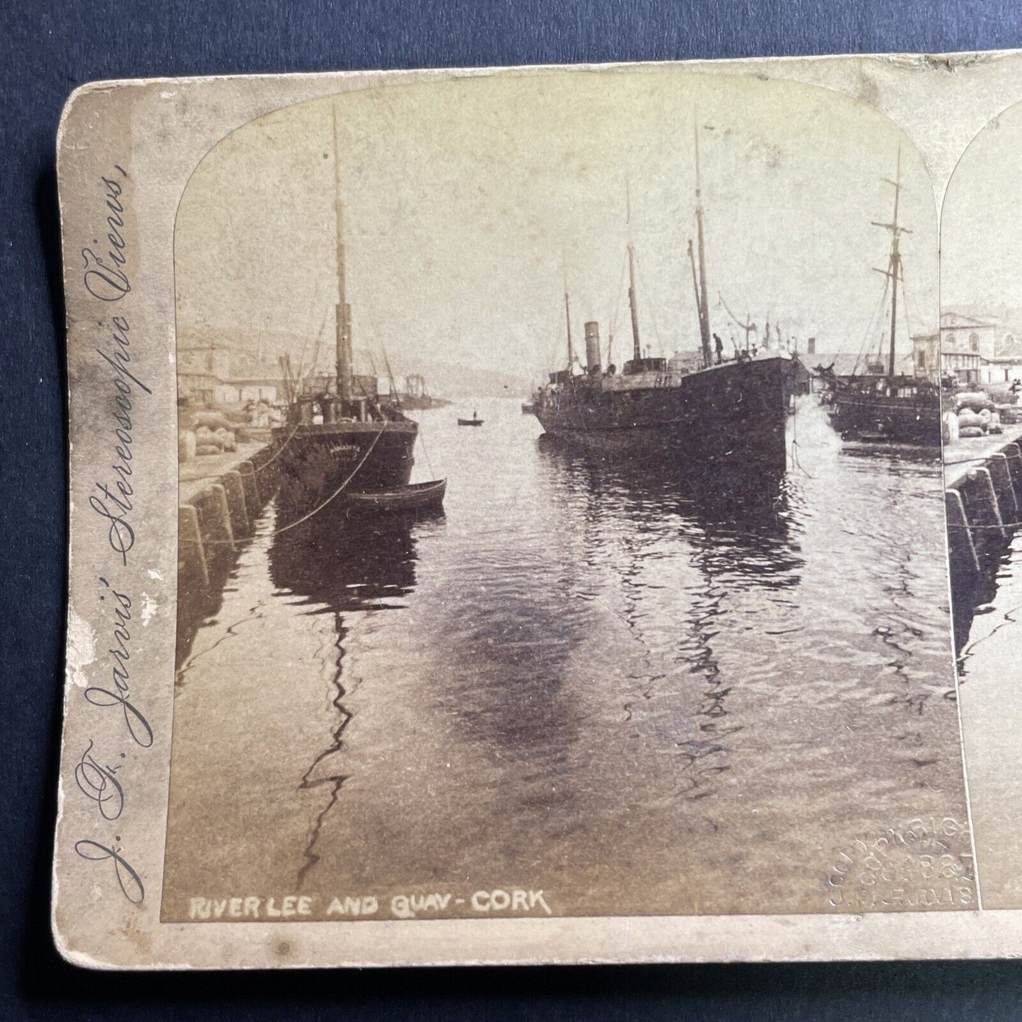 Antique 1887 Boats On The River Lee Cork Ireland Stereoview Photo Card P1601