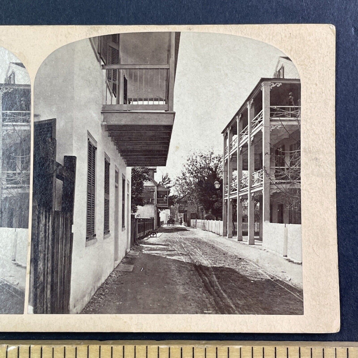 St. George Street in St. Augustine Florida Stereoview Antique c1880 Y083