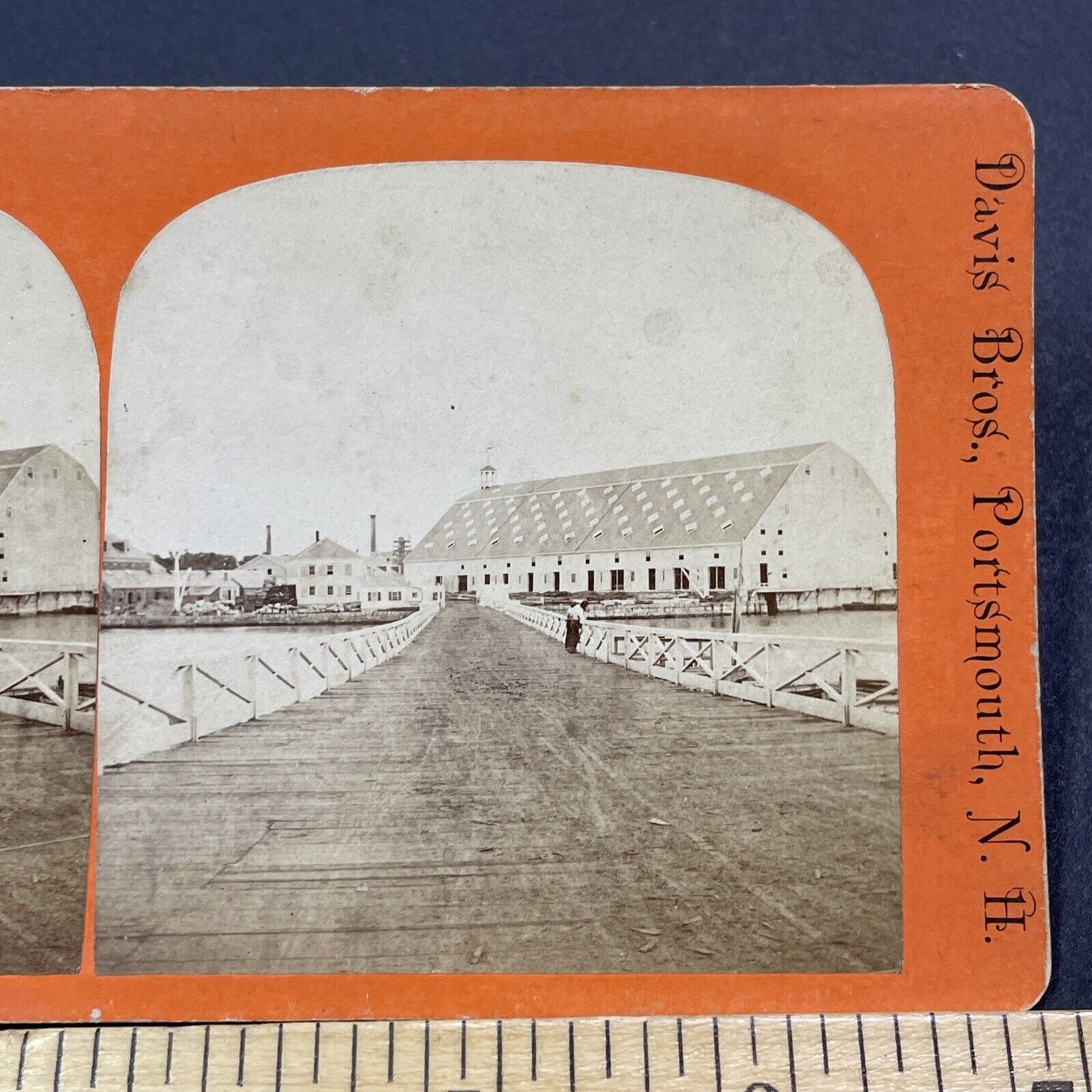 Antique 1860s Portsmouth Navy Yard Peirce Island NH Stereoview Photo Card V2097