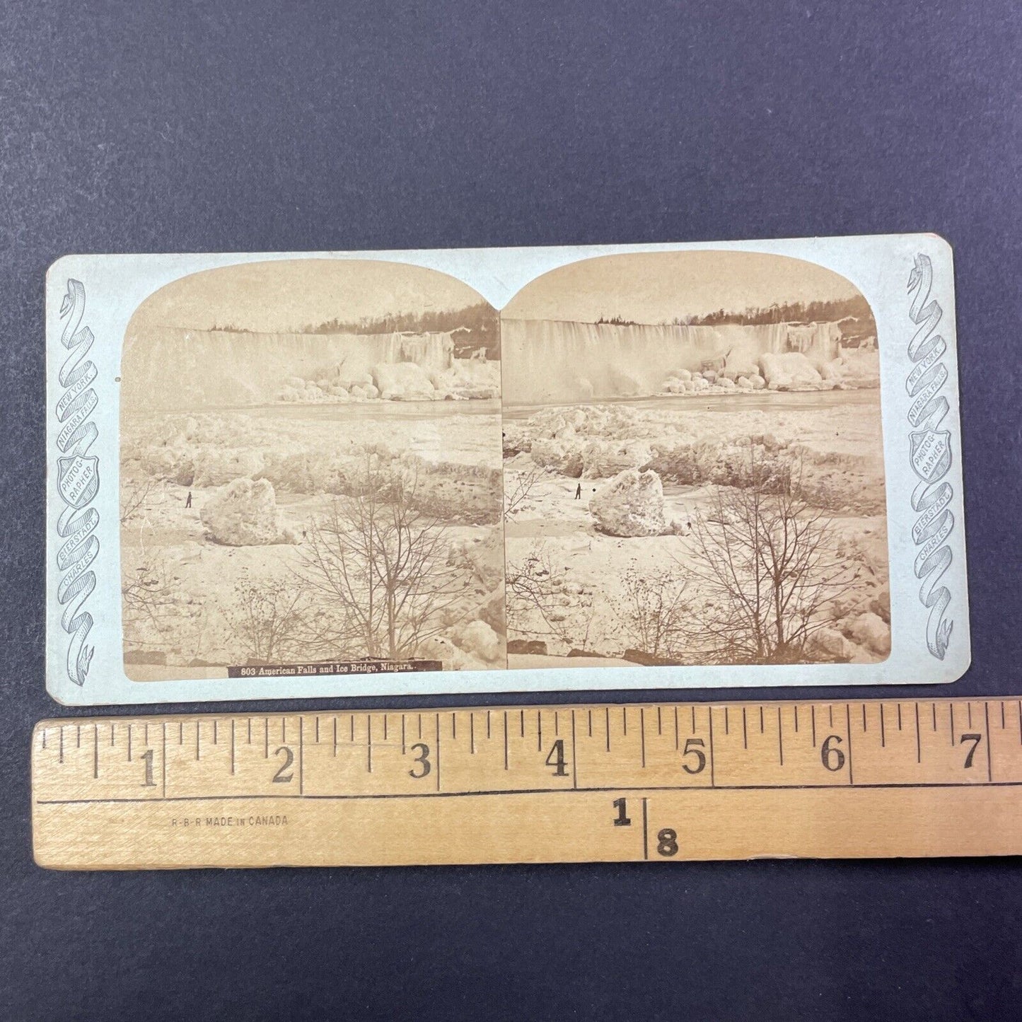 Icebergs Frozen Boulders Niagara Falls Stereoview Charlestadt Bierst c1875 Y1810