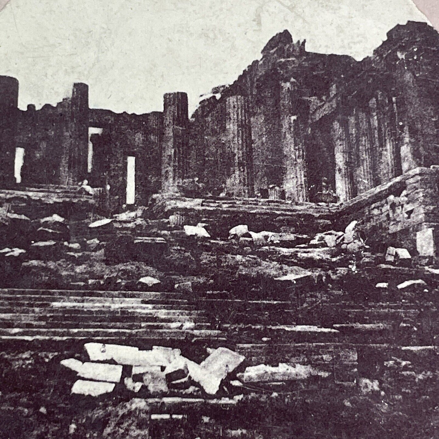 Odeon Of Herodes Atticus Unexcavated Stereoview Athens Antique c1852 X1890