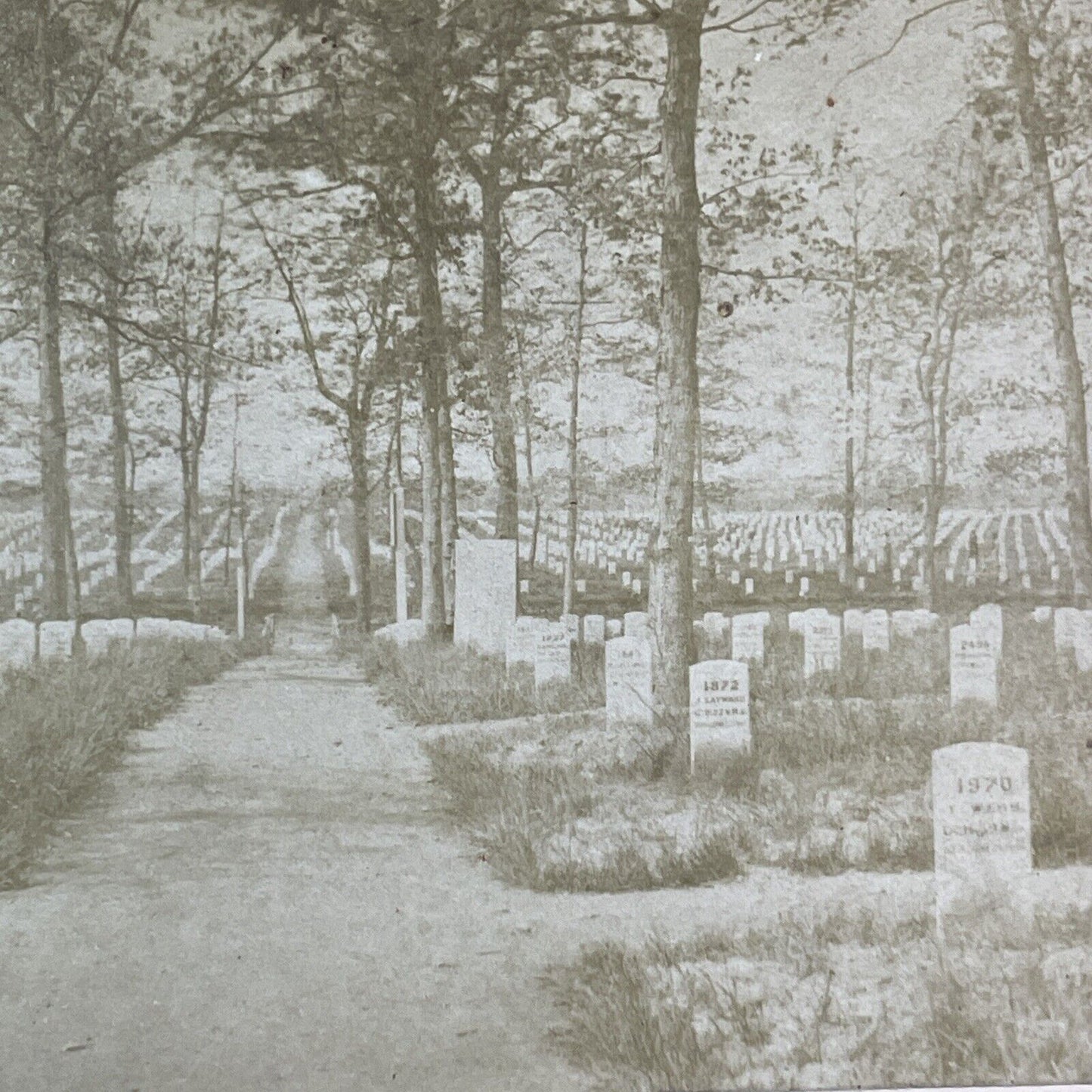 Civil War Graves Stereoview Arlington Virginia BW Kilburn Antique c1895 X1325