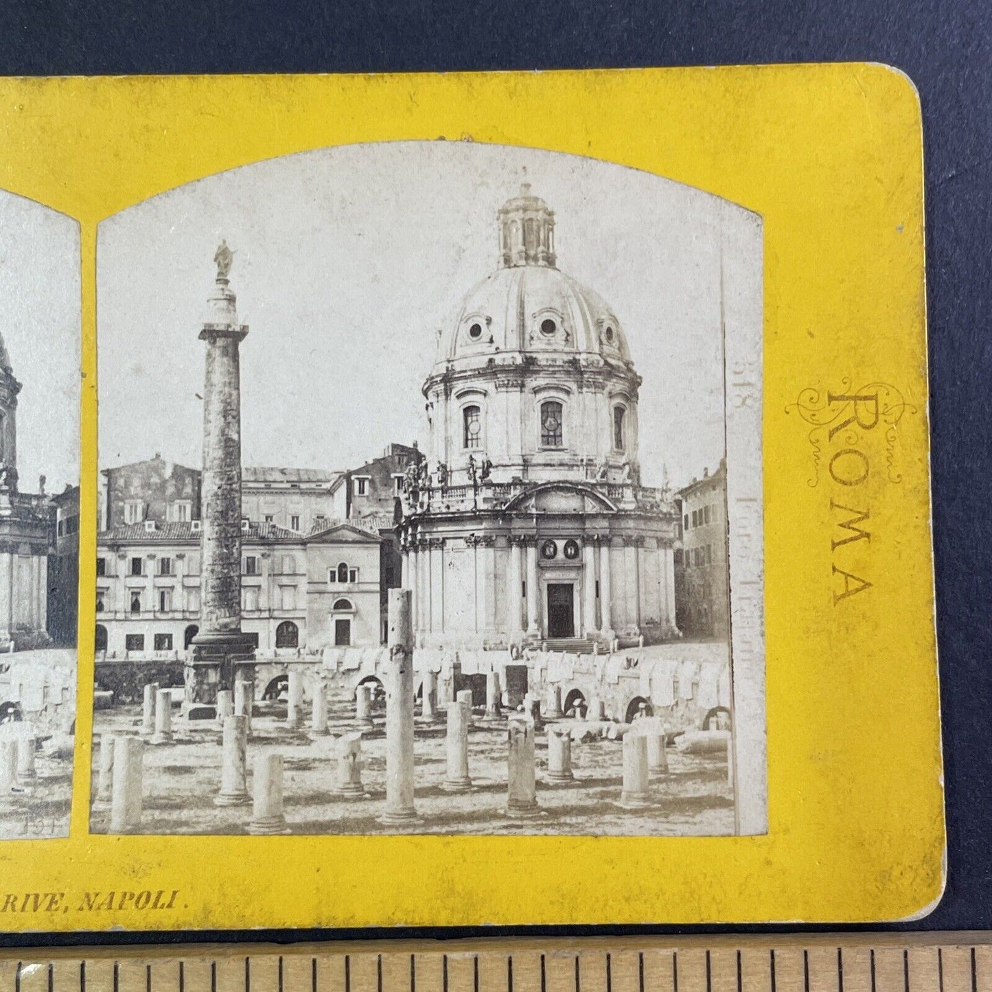 Trajan Column in Rome Italy Stereoview Robert Rive Antique c1865 Y1422