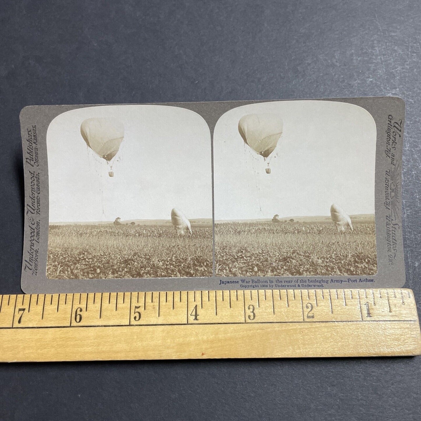 Antique 1905 Japanese Army War Balloon In China Stereoview Photo Card P1820