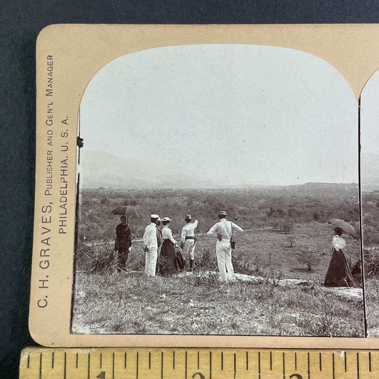 Wealthy People Planning A Battle Stereoview Santiago Cuba Antique c1899 X3252