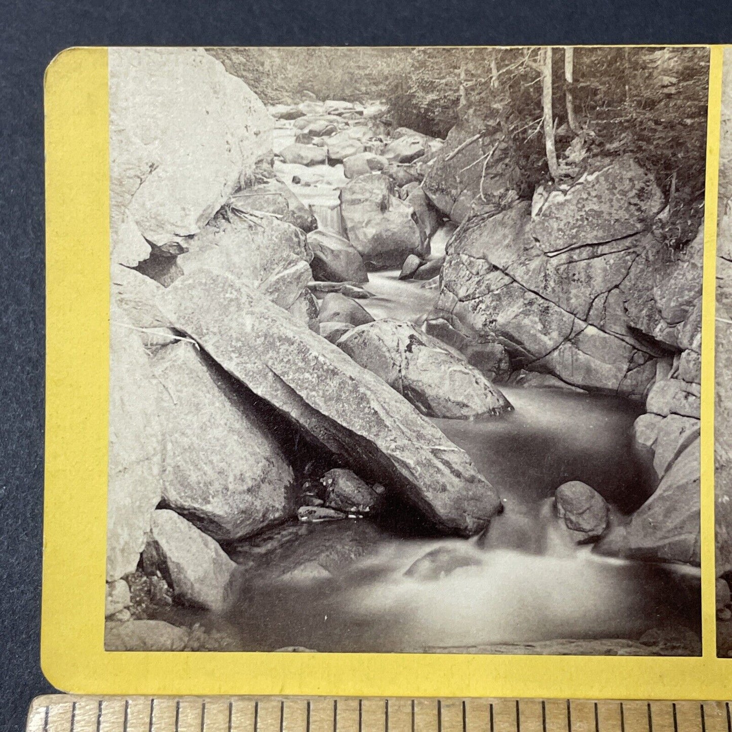 Antique 1870s Franconia Notch River New Hampshire Stereoview Photo Card V1847