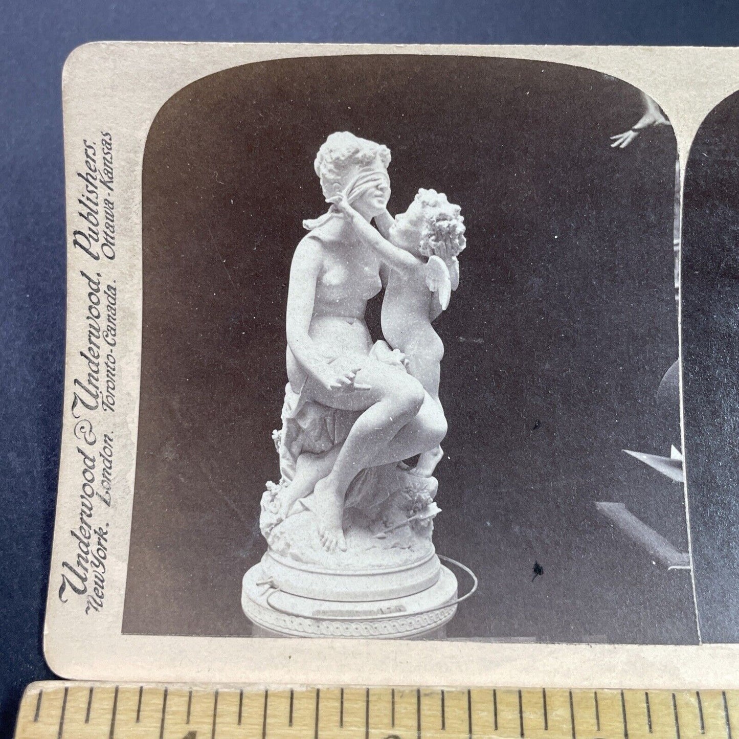 Antique 1890s Blinded Nude Female Statue Marble Stereoview Photo Card P3860