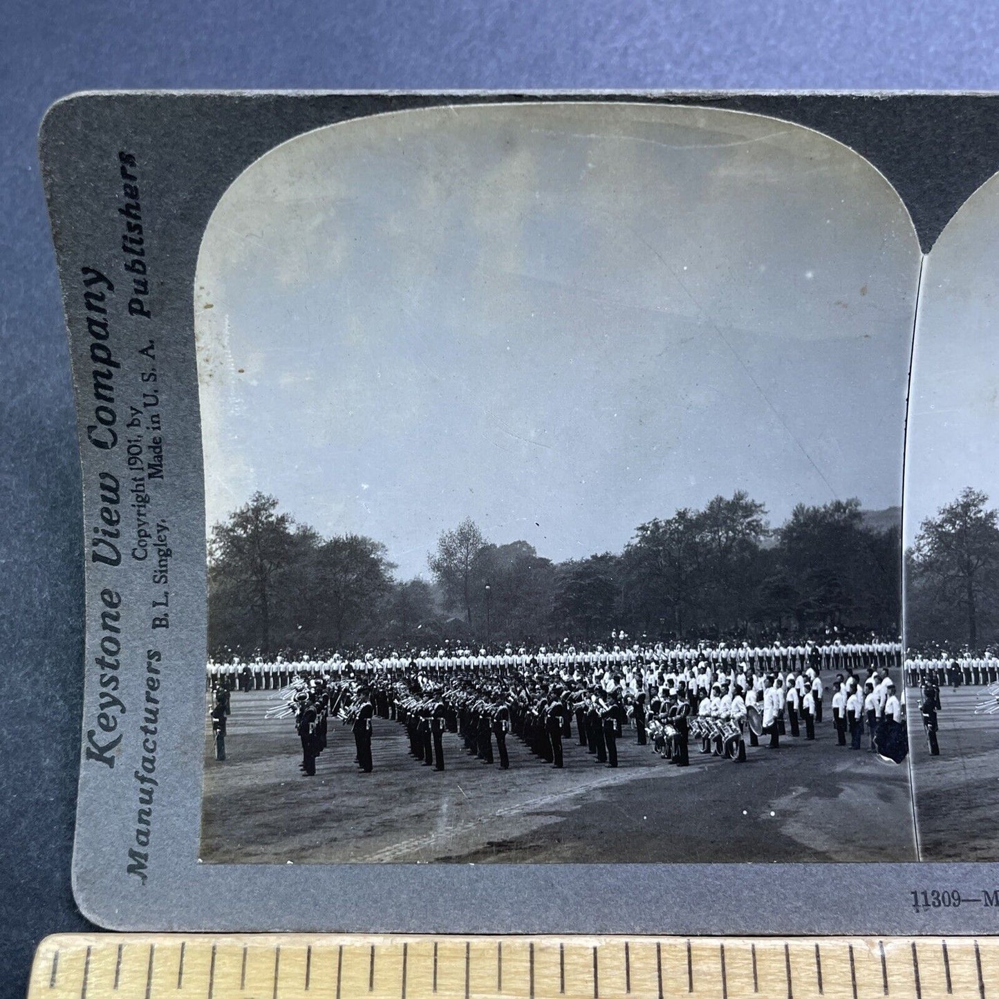 Antique 1901 Colour Guard Military Parade London UK Stereoview Photo Card V2884