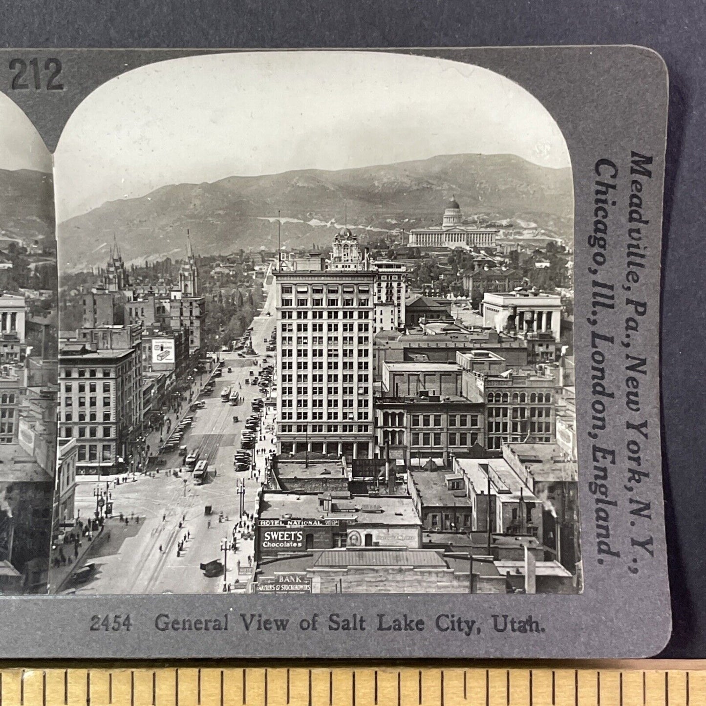 Salt Lake City Utah Aerial View Stereoview Antique c1920s Y987