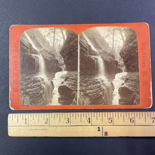 Watkins Glen Rainbow Falls New York Stereoview R.D. Crum Antique c1870s Y1816