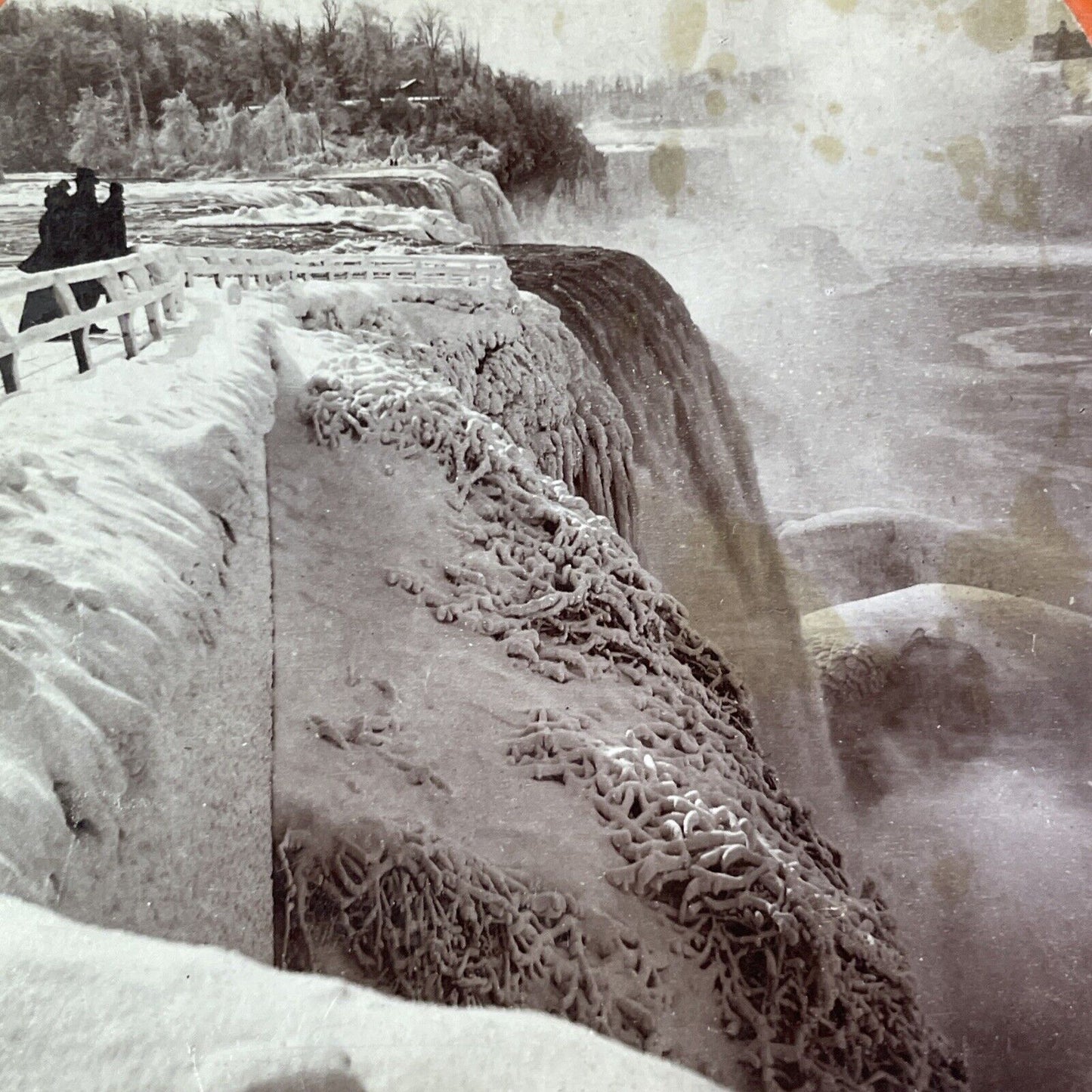 Frozen Niagara Falls New York Side Stereoview B.L. Singley Antique c1899 Y1443