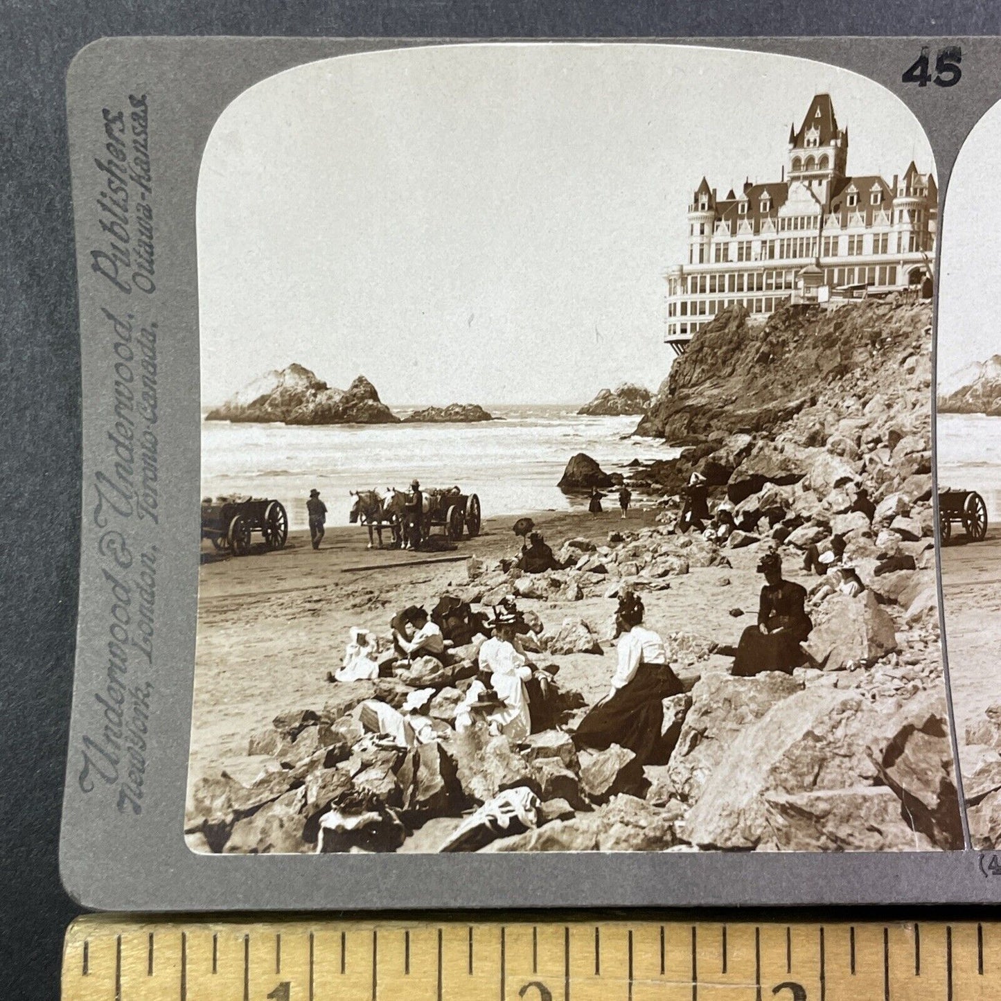 Cliff House and Beach Stereoview San Francisco California Antique c1899 Y520