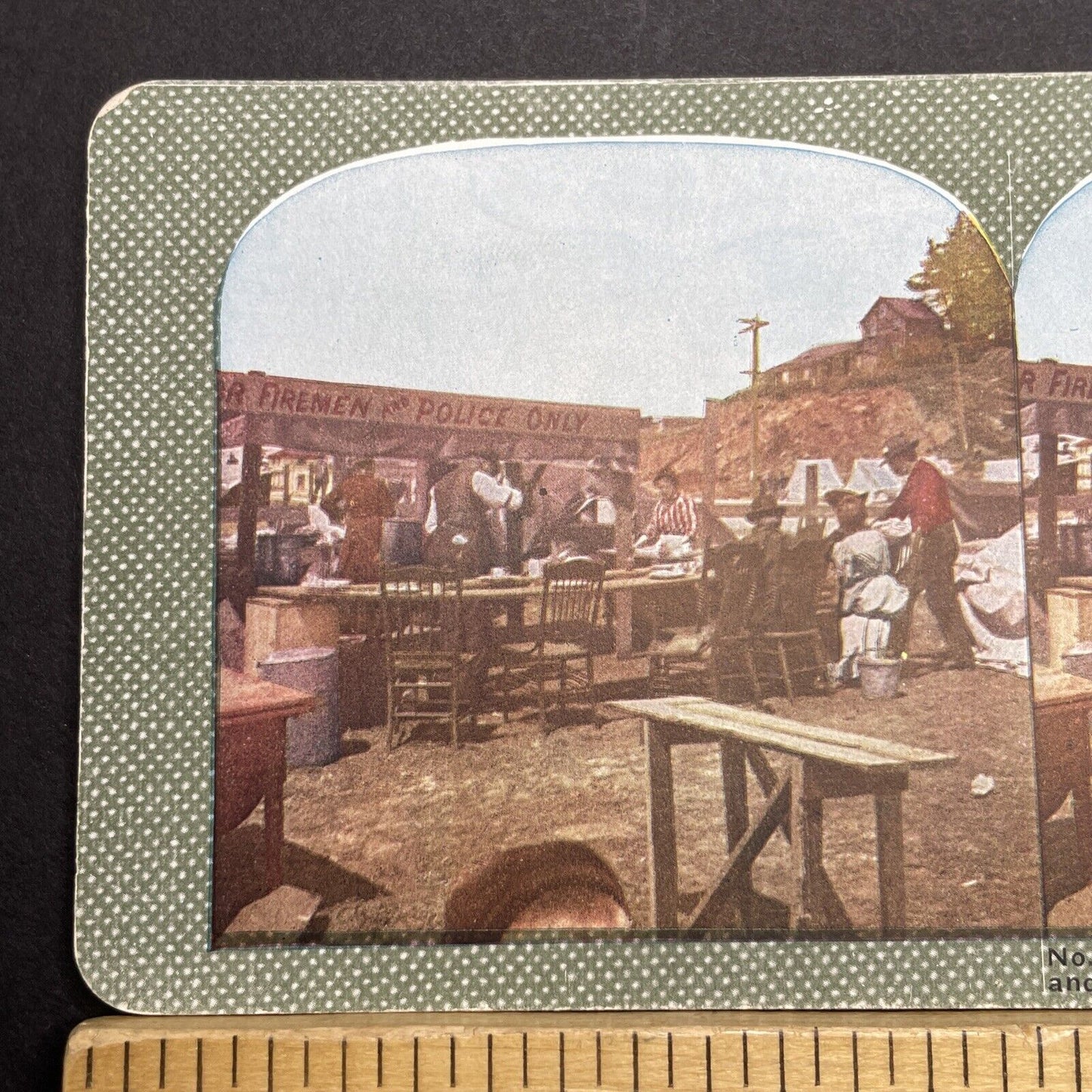 Antique 1910s San Francisco Earthquake Police Camp Stereoview Photo Card 2300-34