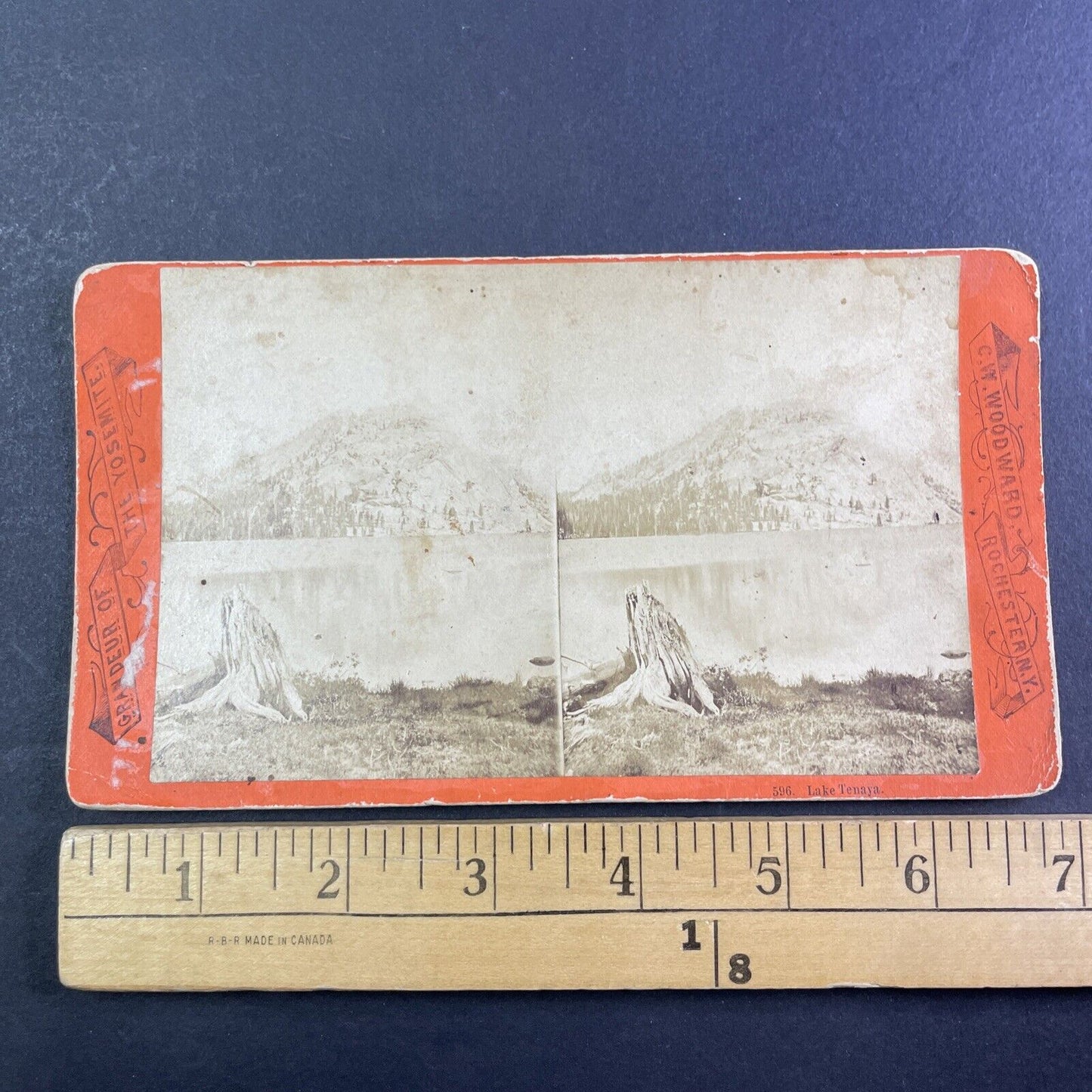 Lake Tenaya Yosemite California Stereoview C.W. Woodward Antique c1870 X3662