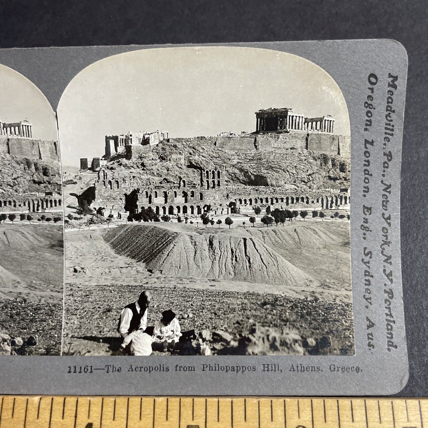 Antique 1909 The Acropolis In Athens Greece Stereoview Photo Card P4260