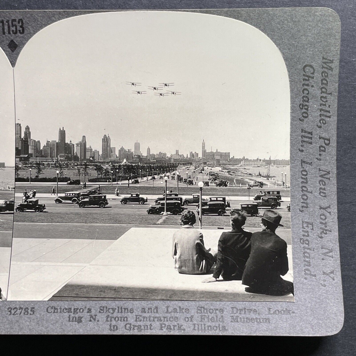 Antique 1931 Boeing Model 40 Airplanes In Formation Stereoview Photo Card P1283