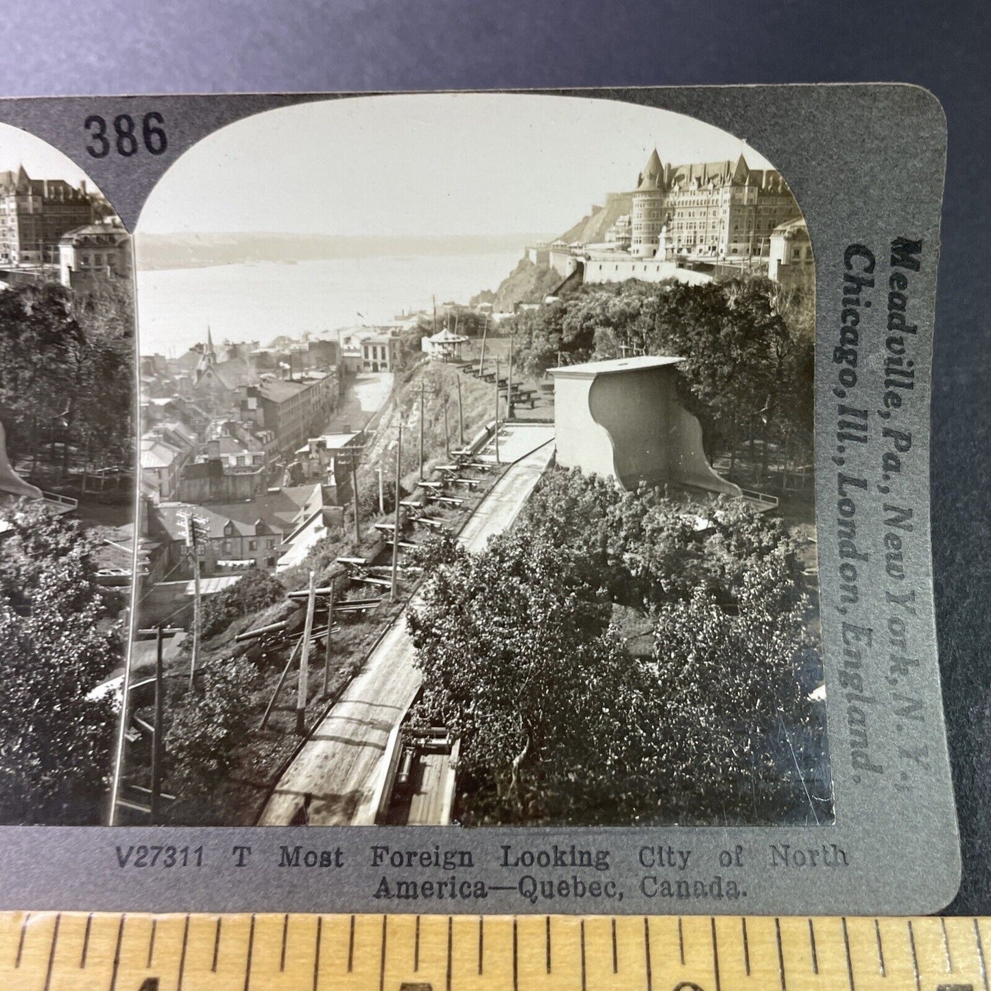 Antique 1910s Chateau Frontenac Quebec City PQ Stereoview Photo Card P3285