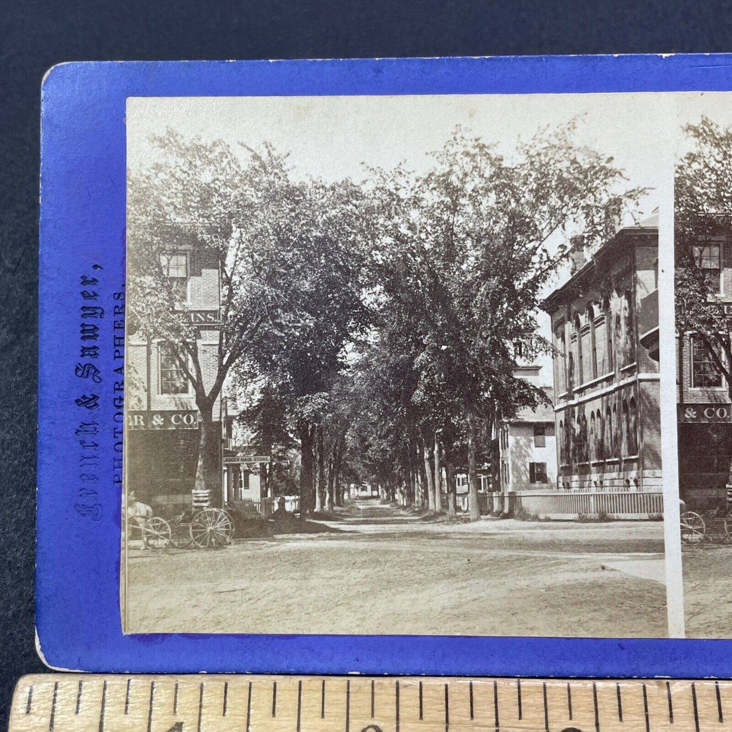 Antique 1860s Winter Street Keene New Hampshire Stereoview Photo Card V2078