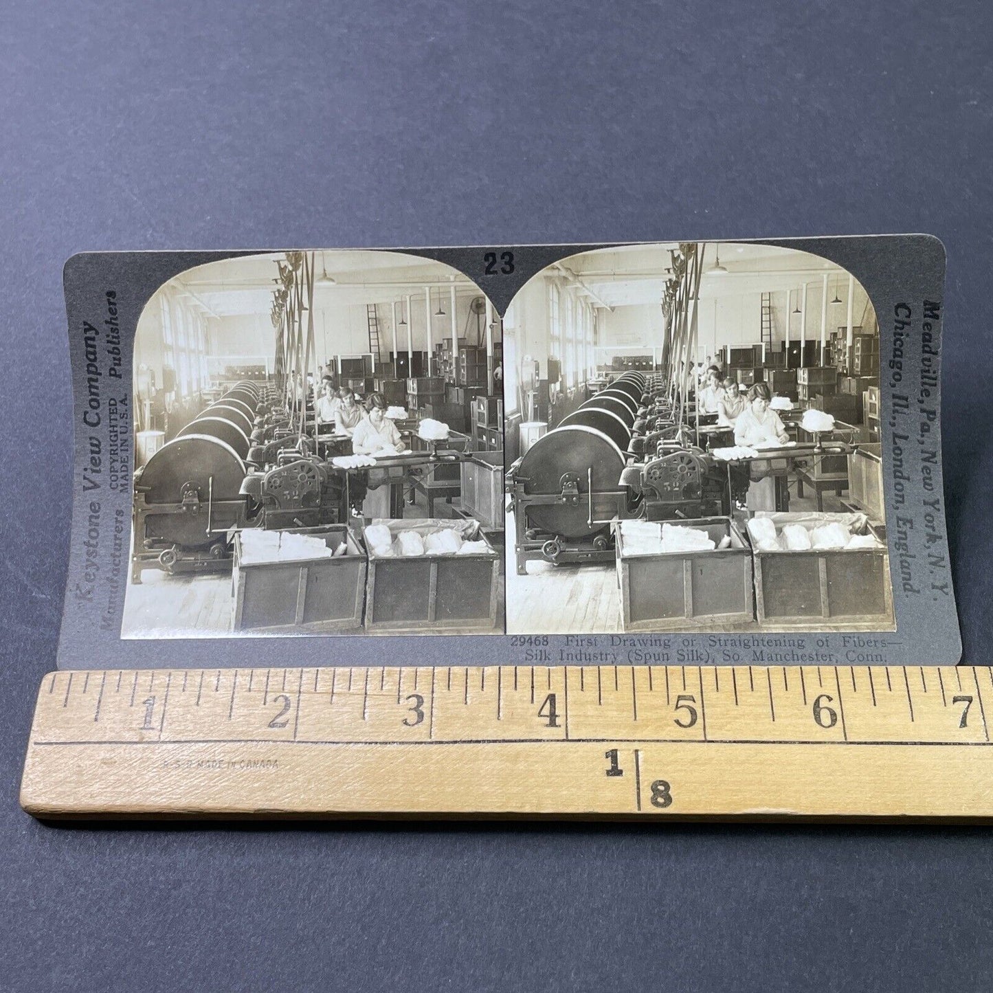 Antique 1918 Manchester Connecticut Silk Factory Stereoview Photo Card P3073