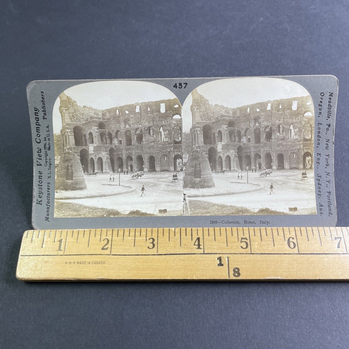 Antique 1896 The Coliseum In Rome Italy Stereoview Photo Card P2130