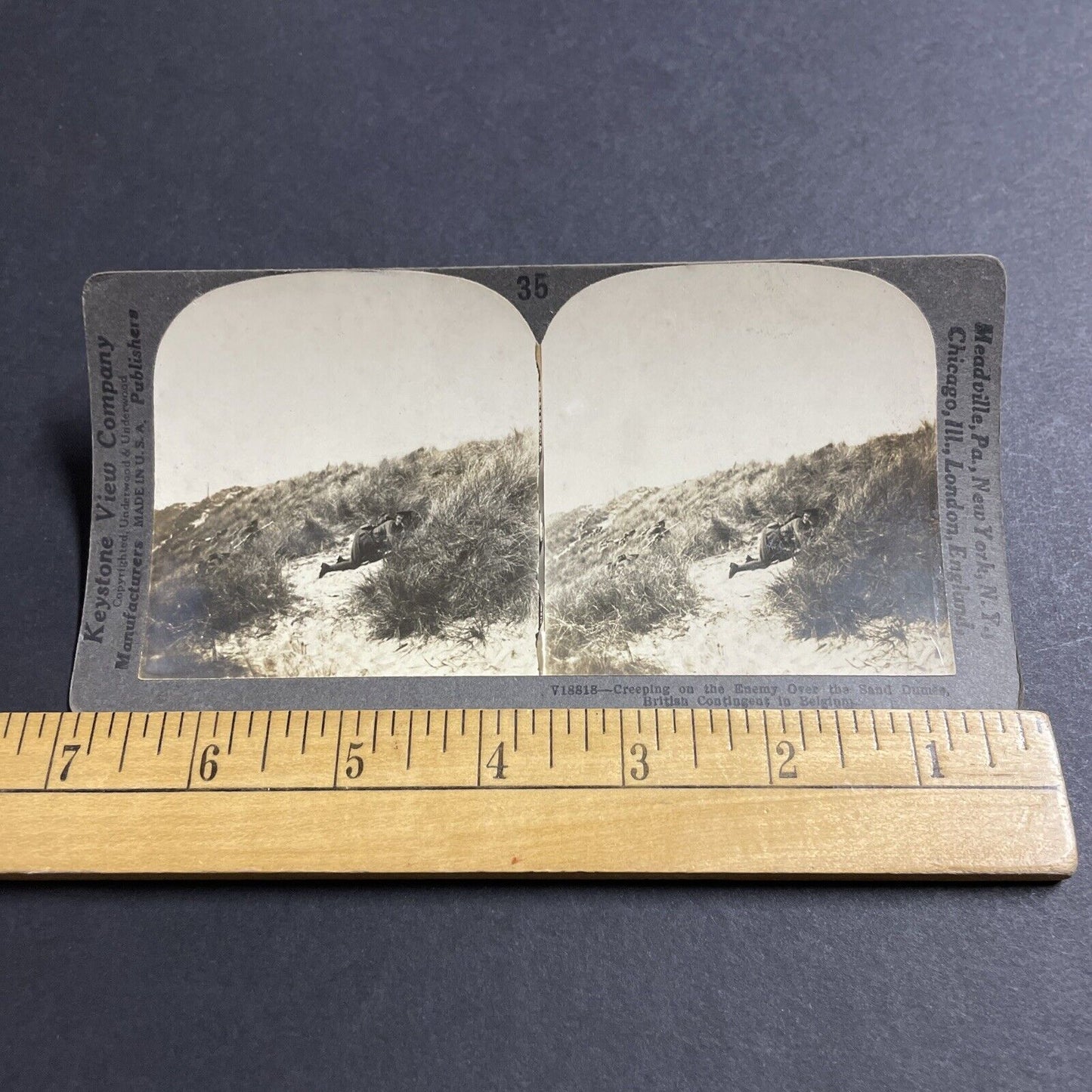 Antique 1916 British WW1 Sneak Attack German Trench Stereoview Photo Card P4968