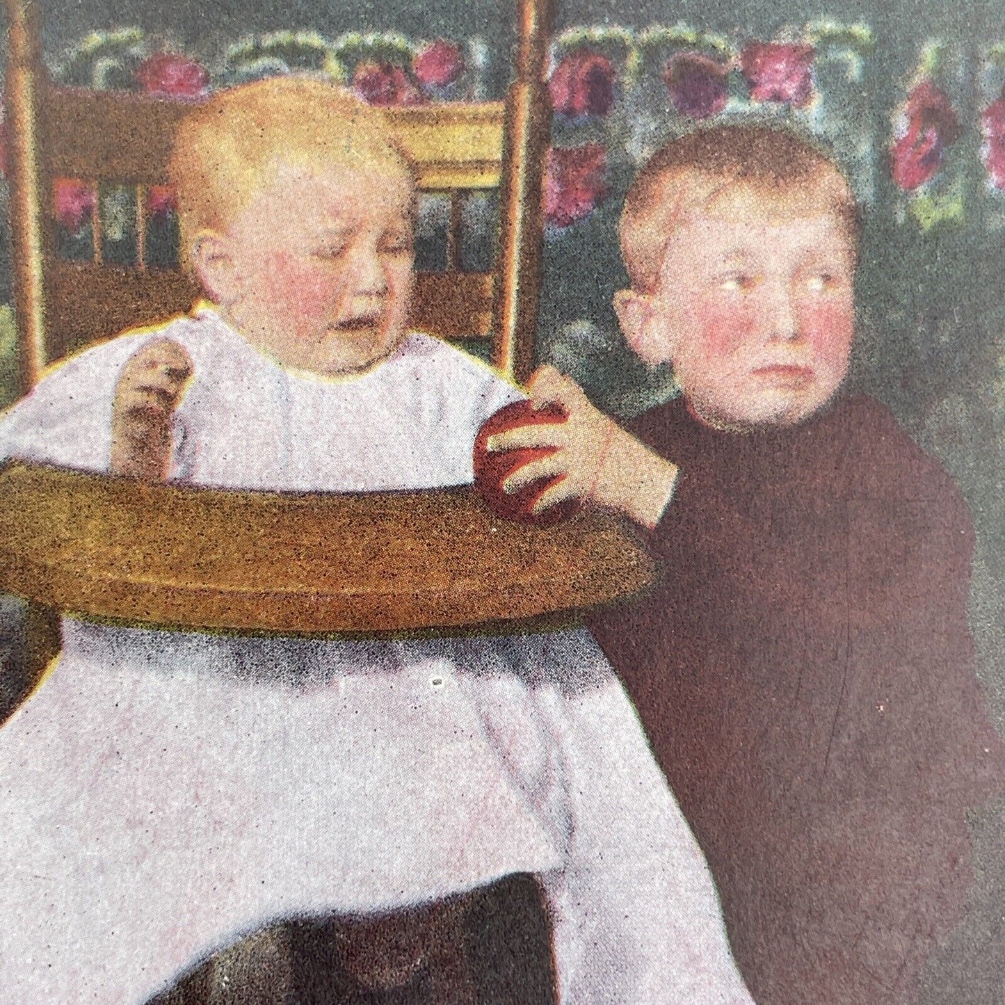 Antique 1898 Baby And Toddler Fighting Over An Apple Stereoview Photo Card P1135