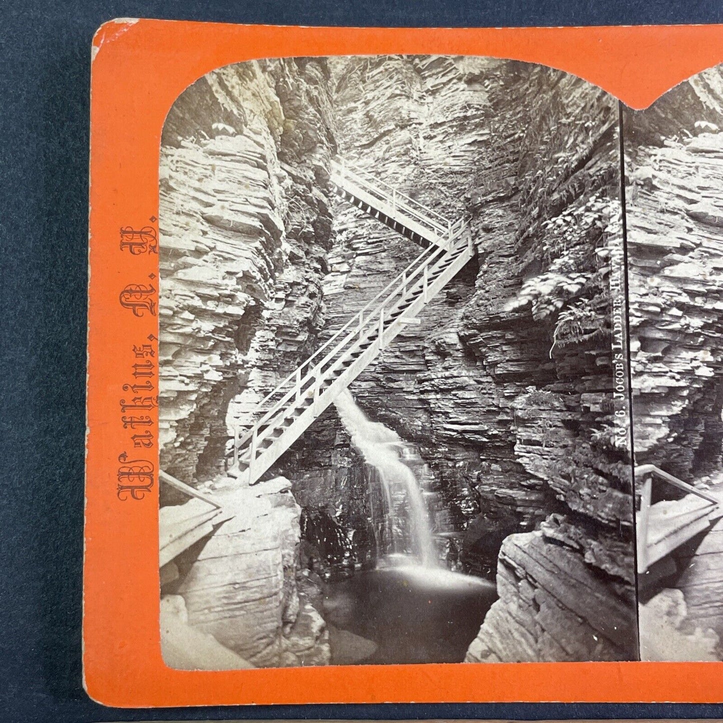 Jocob's Ladder Watkins Glen New York Stereoview R.D. Crum c1870 Y1045 MISPRINT