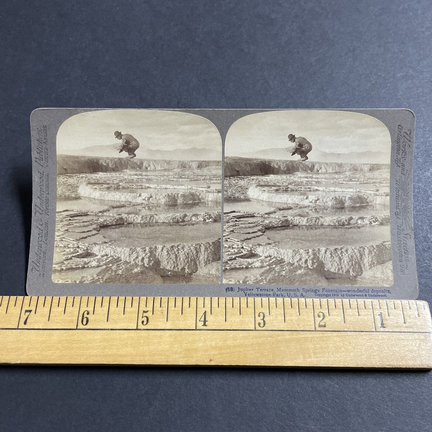 Antique 1901 Hot Springs In Yellowstone Park Stereoview Photo Card P4961