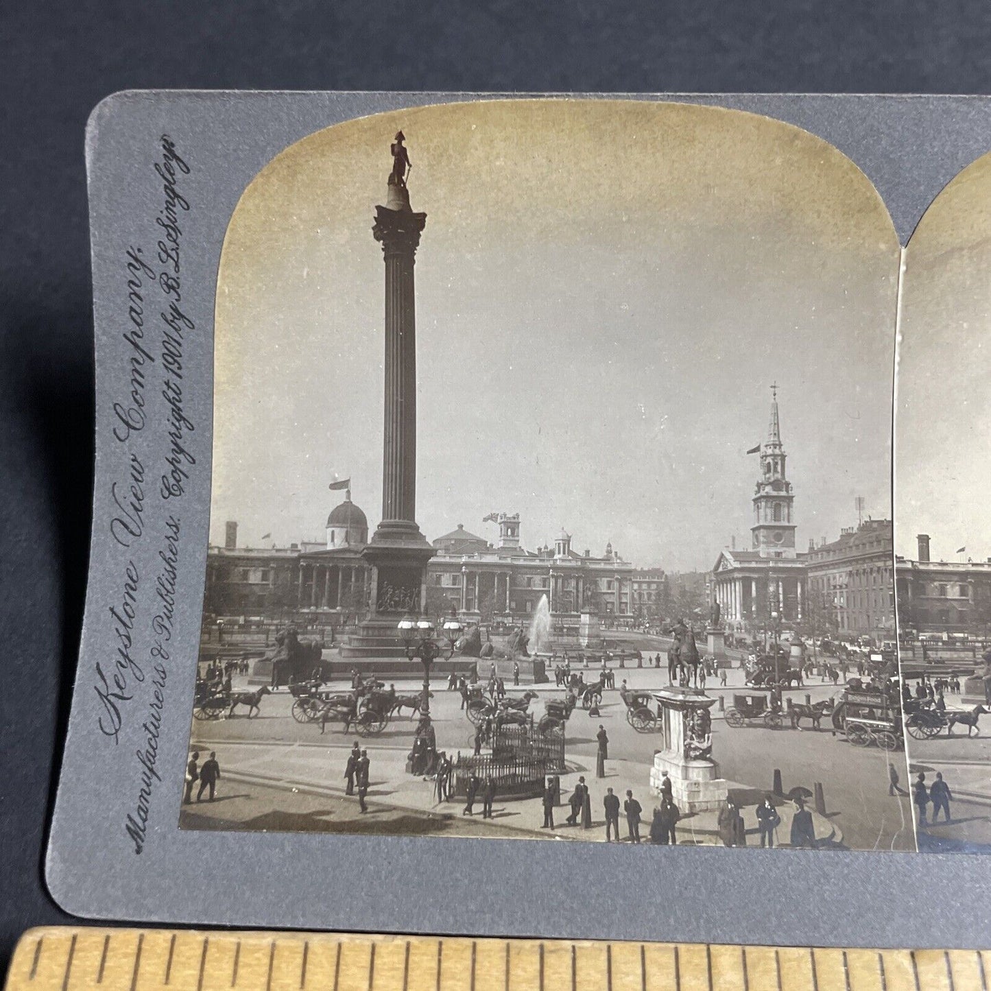 Antique 1901 Trafalgar Square London England Stereoview Photo Card P4586