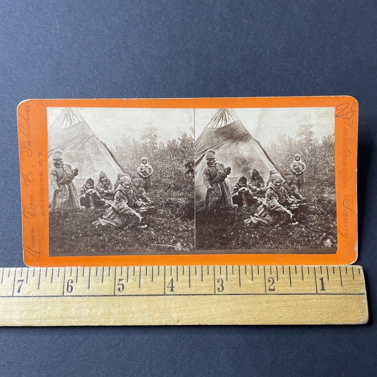 Antique 1860s Native Indigenous Sweden Sami Indians Stereoview Photo Card Q2267