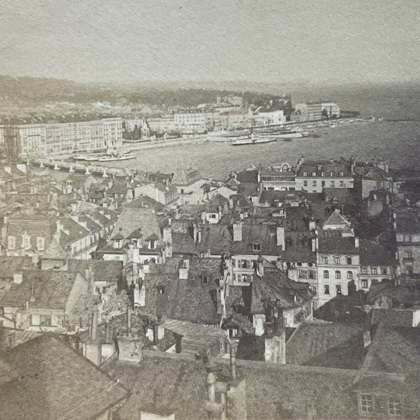 Antique 1901 Geneva Switzerland City View Stereoview Photo Card P3934