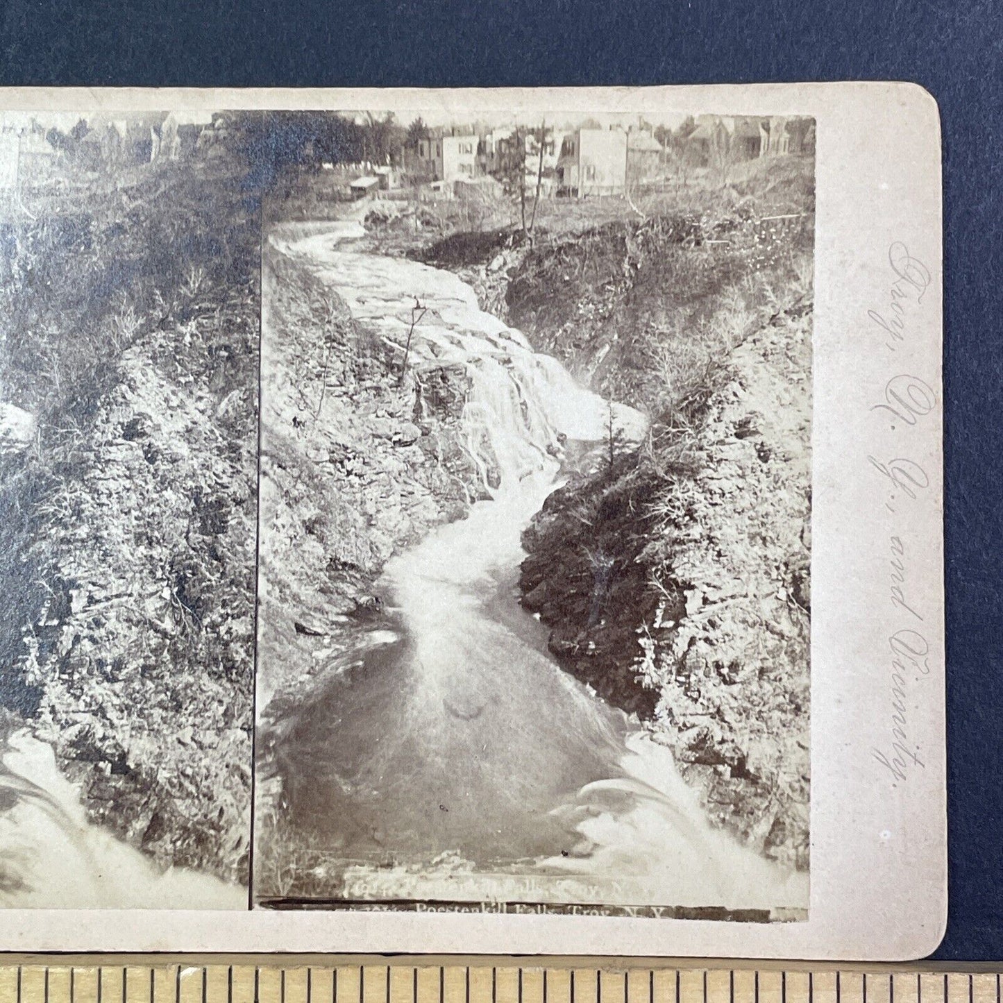 Mount Ida Falls Posetenkill Waterfall Stereoview Troy New York c1880s Y999